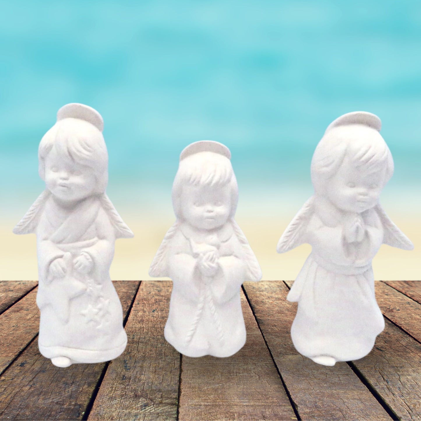 Handmade Unpainted Ceramic Angel Figurines, Ready to Paint Ceramic Statues, Angel Lover Decor, Angel Gift, Paintable Ceramics For Family Fun