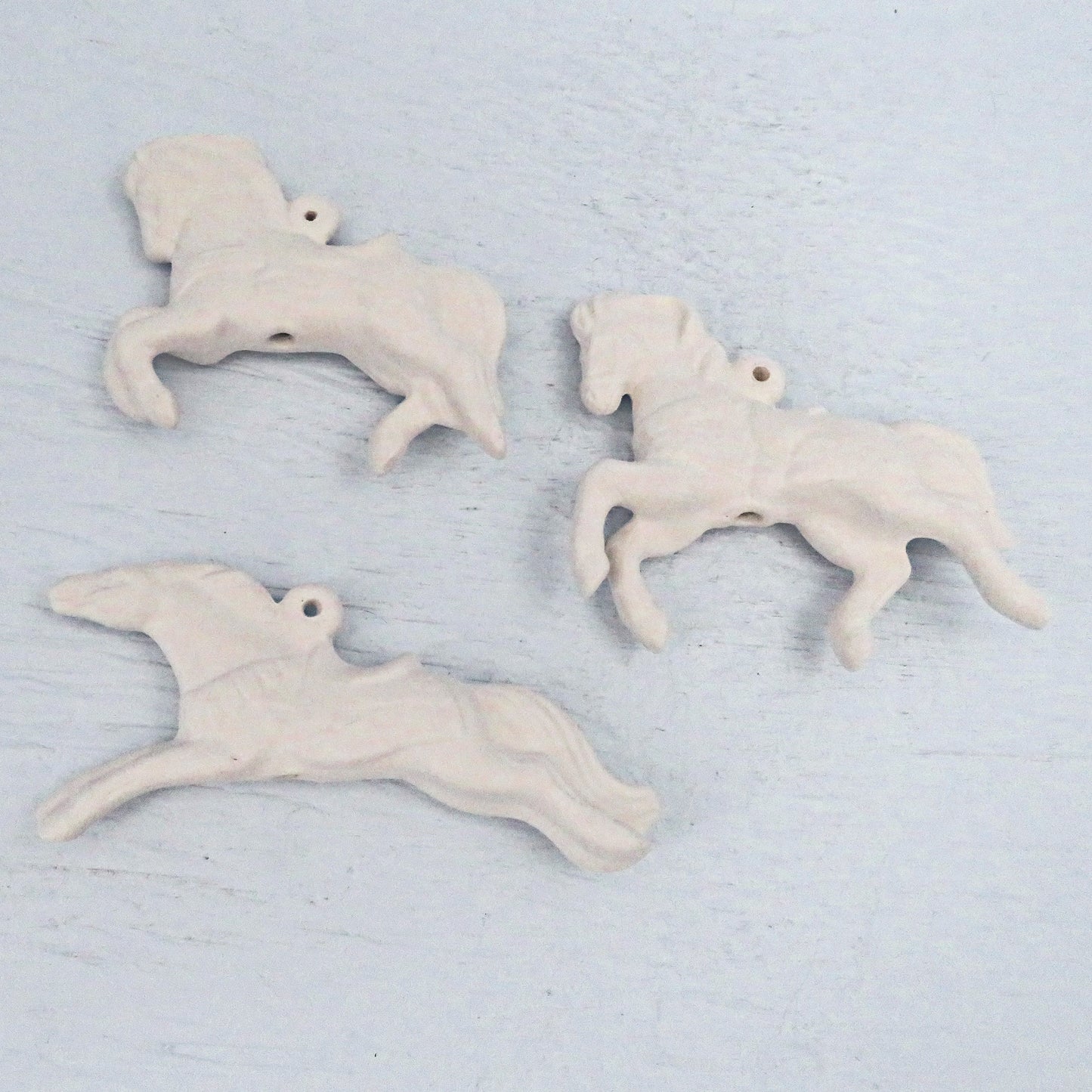 Handmade Unpainted Ceramic Galloping Carousel Horse
