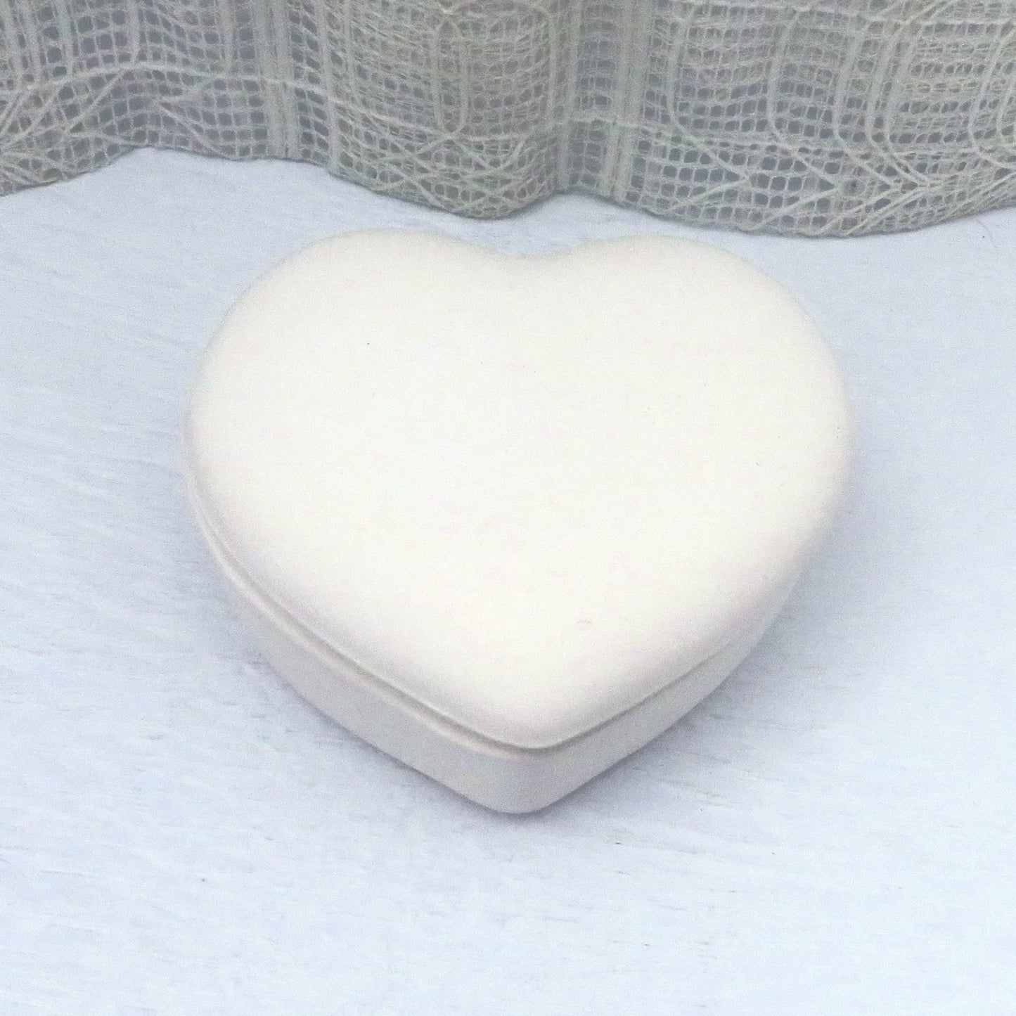 Handmade Ready to Paint Ceramic Heart Trinket Dish with Lid / Ceramic Jewelry Dish to Paint / Do It Yourself Ceramic Lidded Heart Box