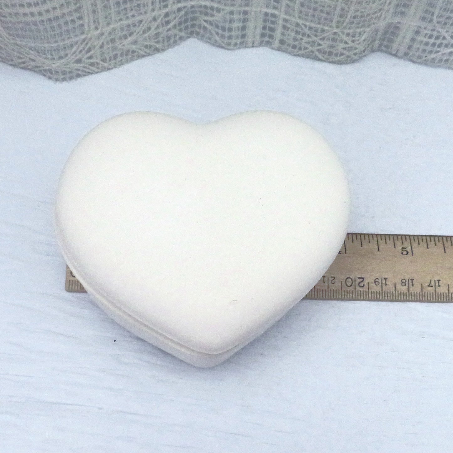 Handmade Ready to Paint Ceramic Heart Trinket Dish with Lid / Ceramic Jewelry Dish to Paint / Do It Yourself Ceramic Lidded Heart Box