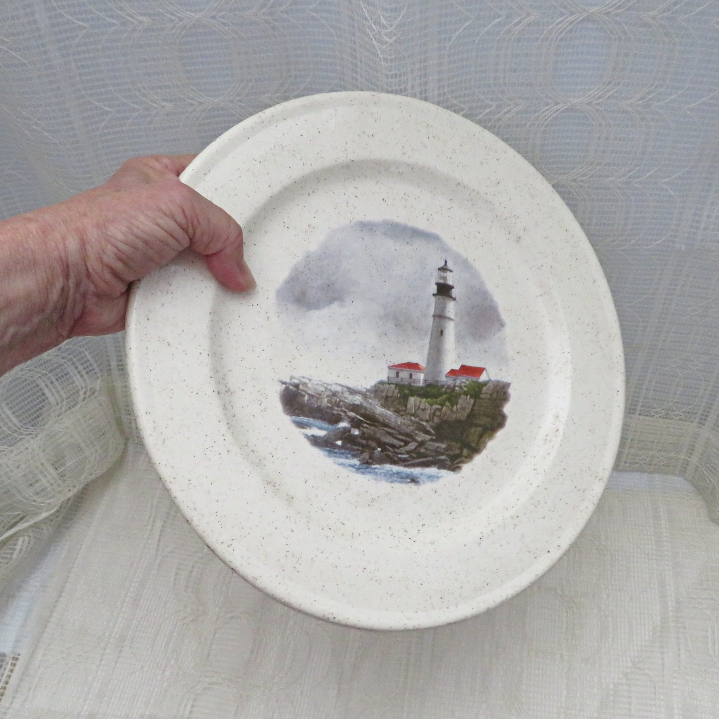 Handmade Ceramic Decorative Plate, Decorative Plate, Coastal Decor, Ceramic Plate with Lighthouse Decor, Decorative Dish, 11 Inch Plate