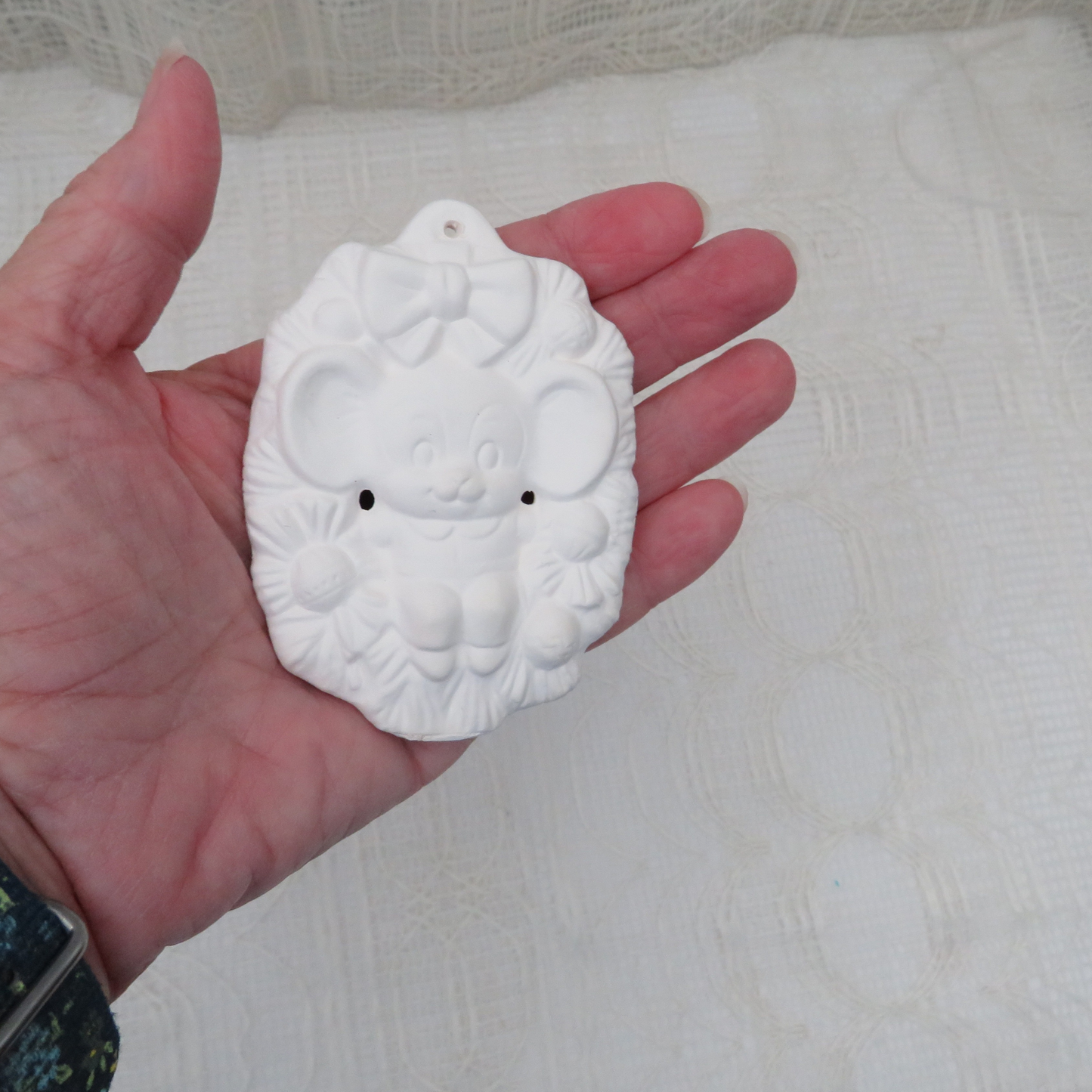 Handmade Unpainted Ceramic Bisque Christmas Tree Ornament, Ready to Paint Ceramic Ornament