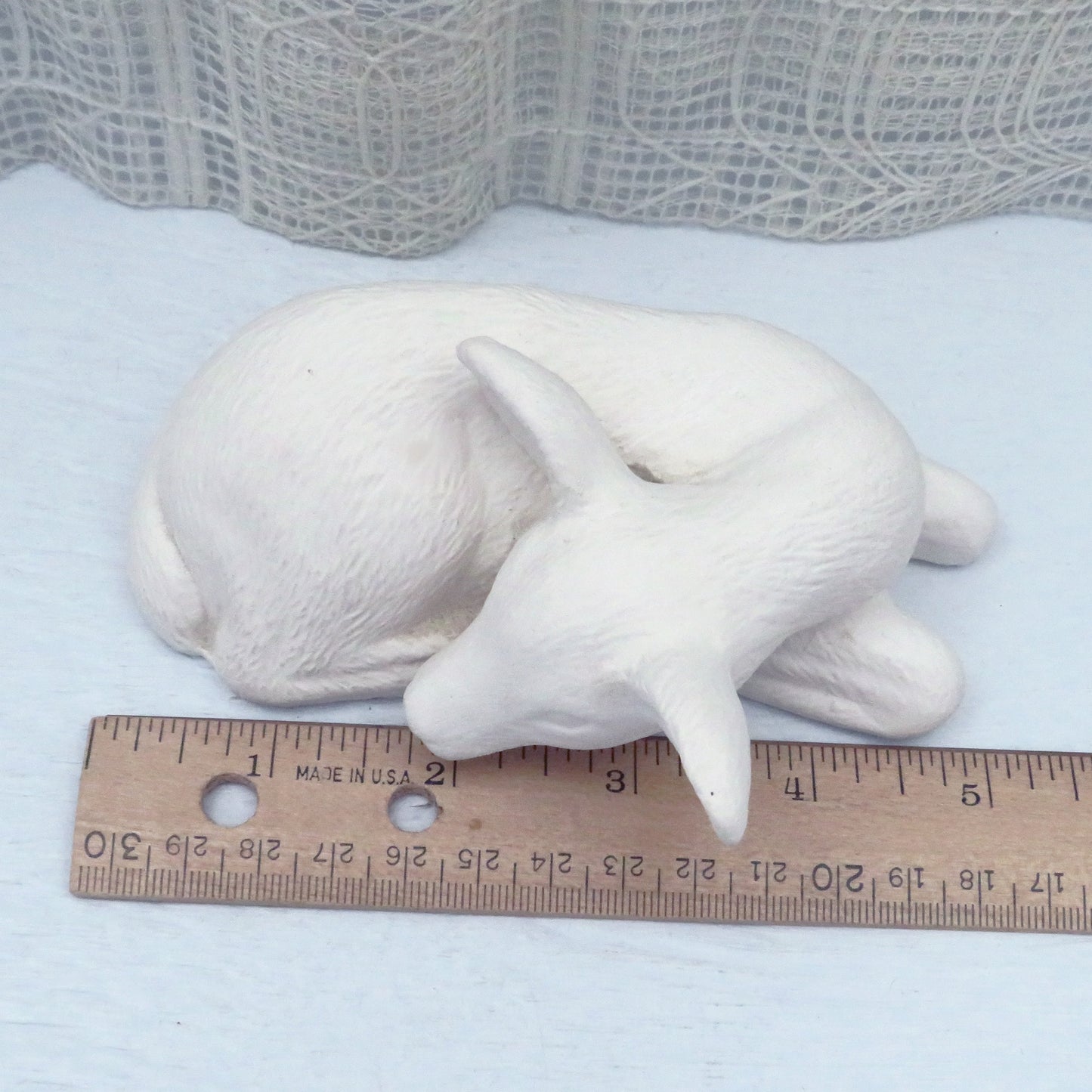 Handmade Ready to Paint Ceramic Reindeer Figurine Lying Down, Unpainted Reindeer Statue