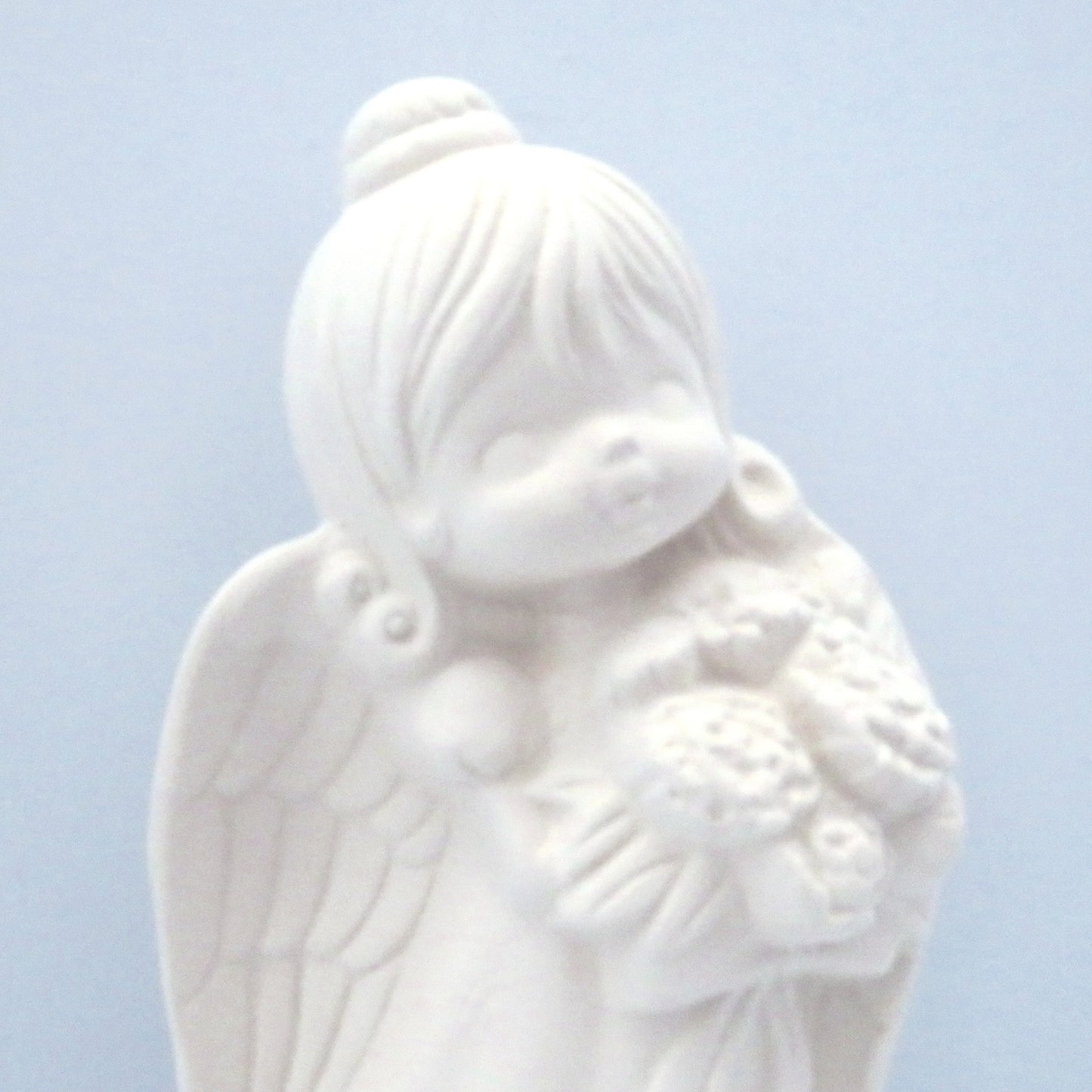 Handmade Ready to Paint Ceramic Angel Figurine Holding Flowers