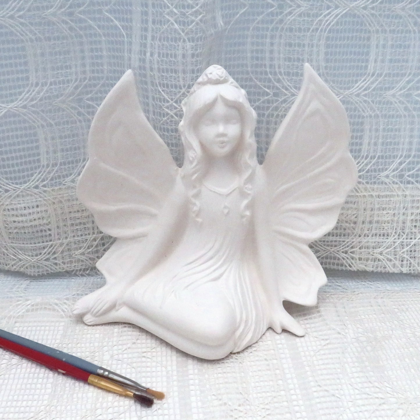 Unpainted Ceramic Fairy Figurine, Ceramics to Paint, Fairy Statue, Ceramic Bisque, Bisqueware, Ready to Paint Ceramics, Fairy Core