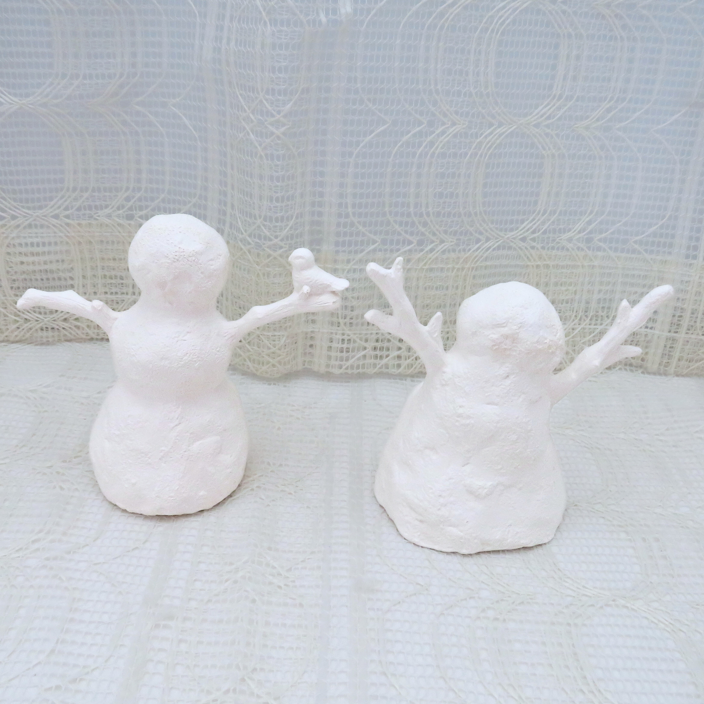Handmade Ready to Paint Ceramic Snowmen to Paint Yourself, Unpainted Paintable Ceramic Snowman Figurines for Winter Decor