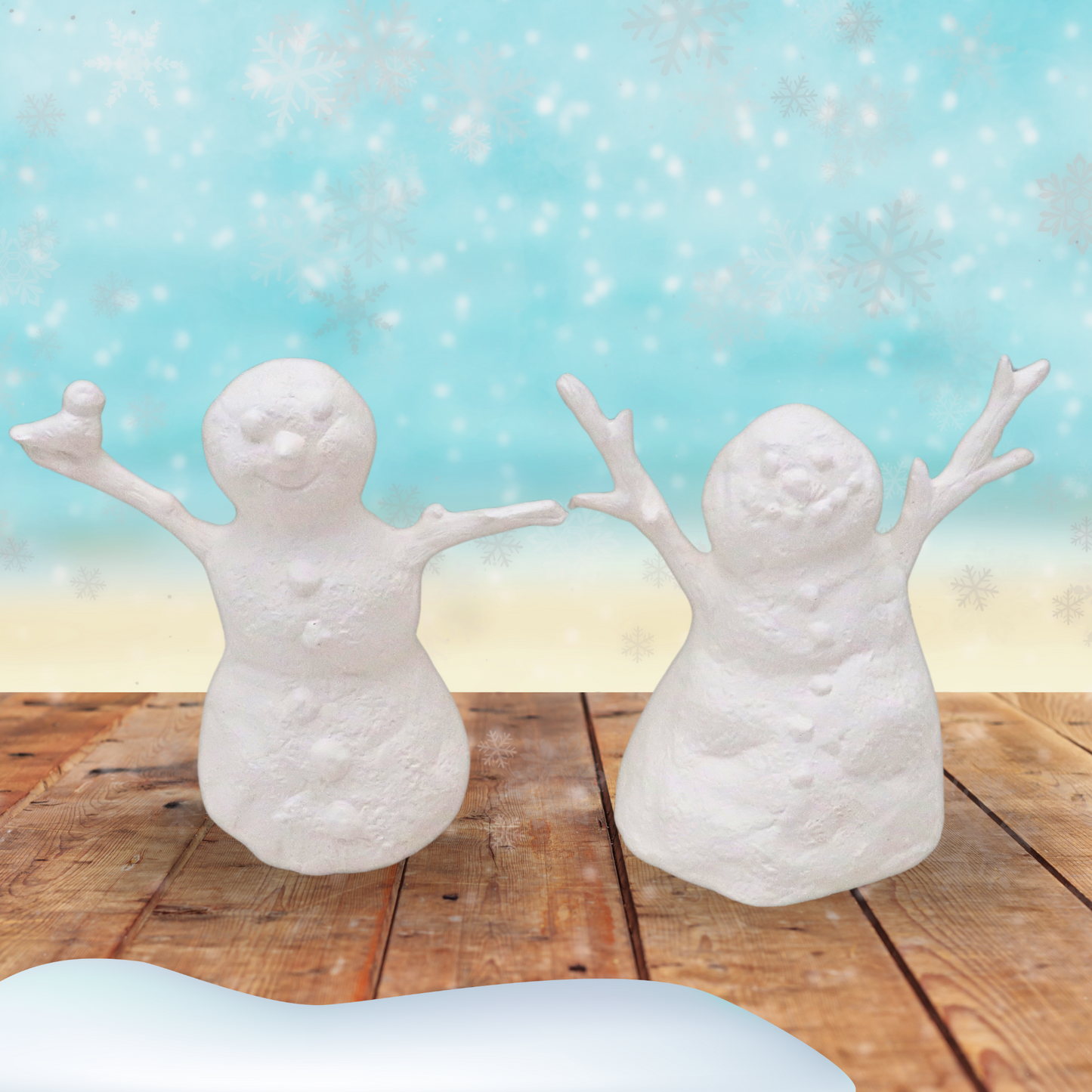 Handmade Ready to Paint Ceramic Snowmen to Paint Yourself, Unpainted Paintable Ceramic Snowman Figurines for Winter Decor