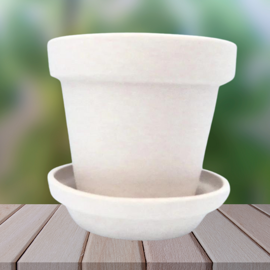 Unpainted Ceramic Pot, Handmade Ready to Paint Ceramic Planter and Saucer, Garden Lover Gift