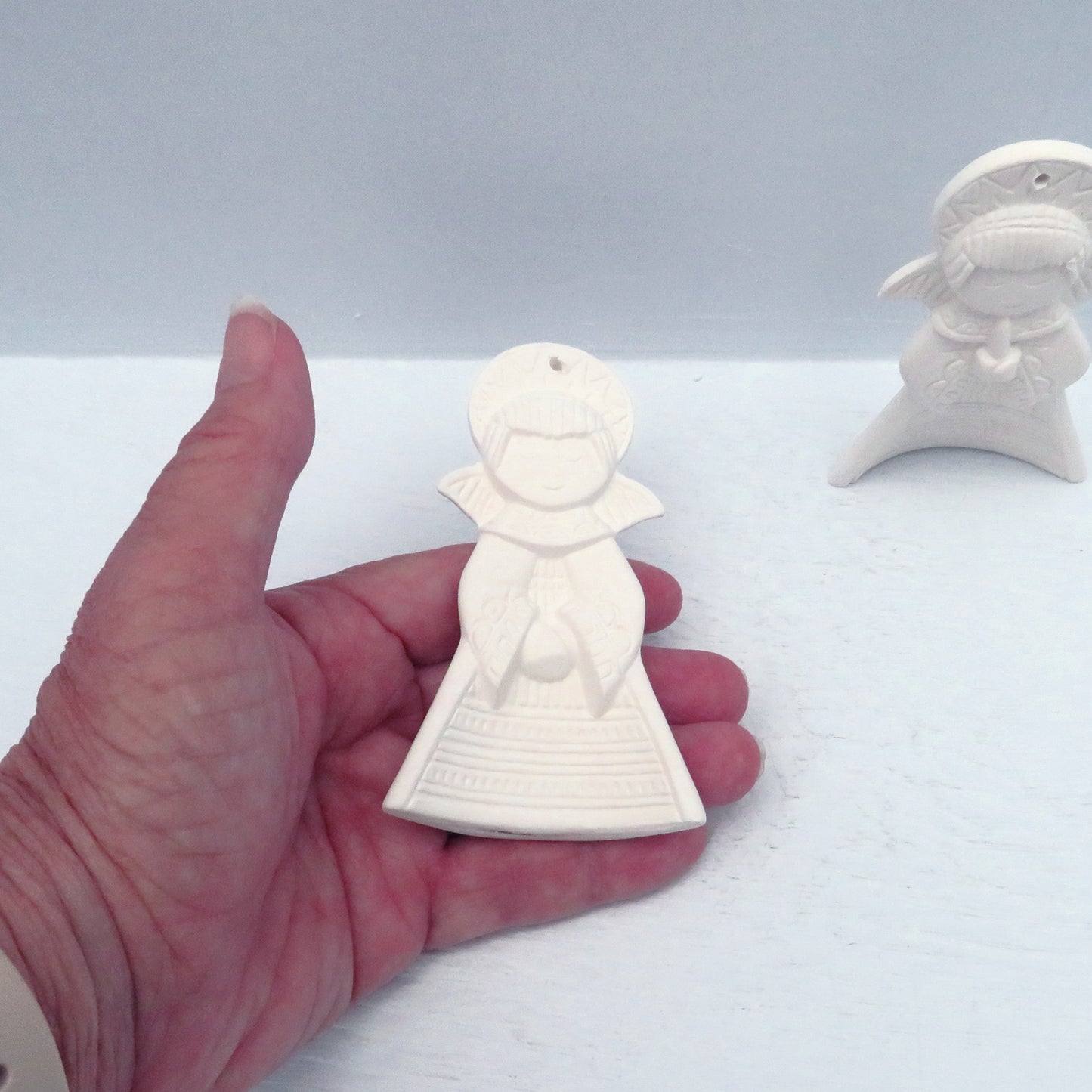 Handmade Unpainted Ceramic Angel Ornament / Angel Pendant / Angel Decorations / Angel Lover Gift / Christmas Tree Ornament / Ready to Paint