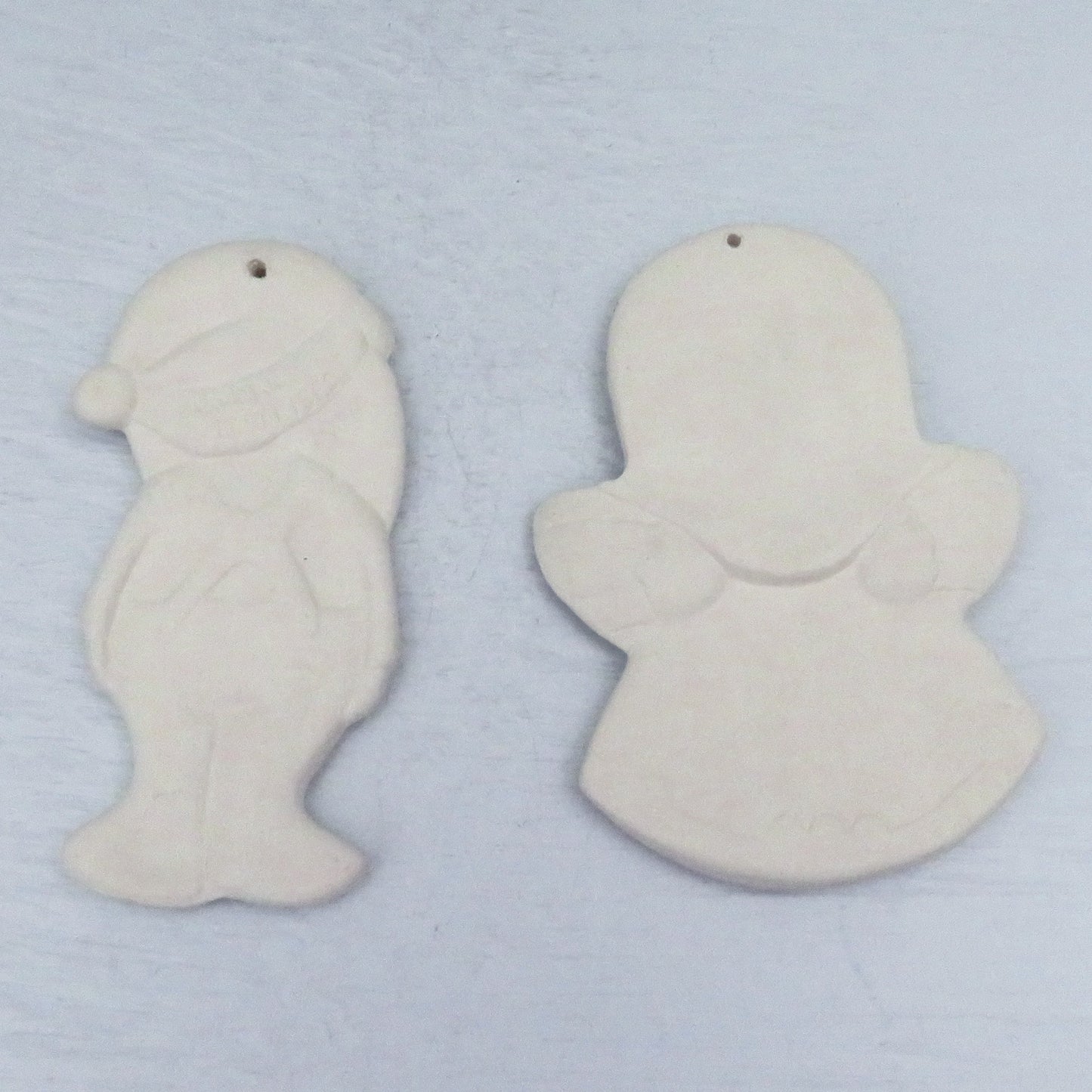 Handmade Unpainted Ceramic Christmas Tree Ornaments for Christmas Decor, Ready to Paint Angel and Elf Ornaments