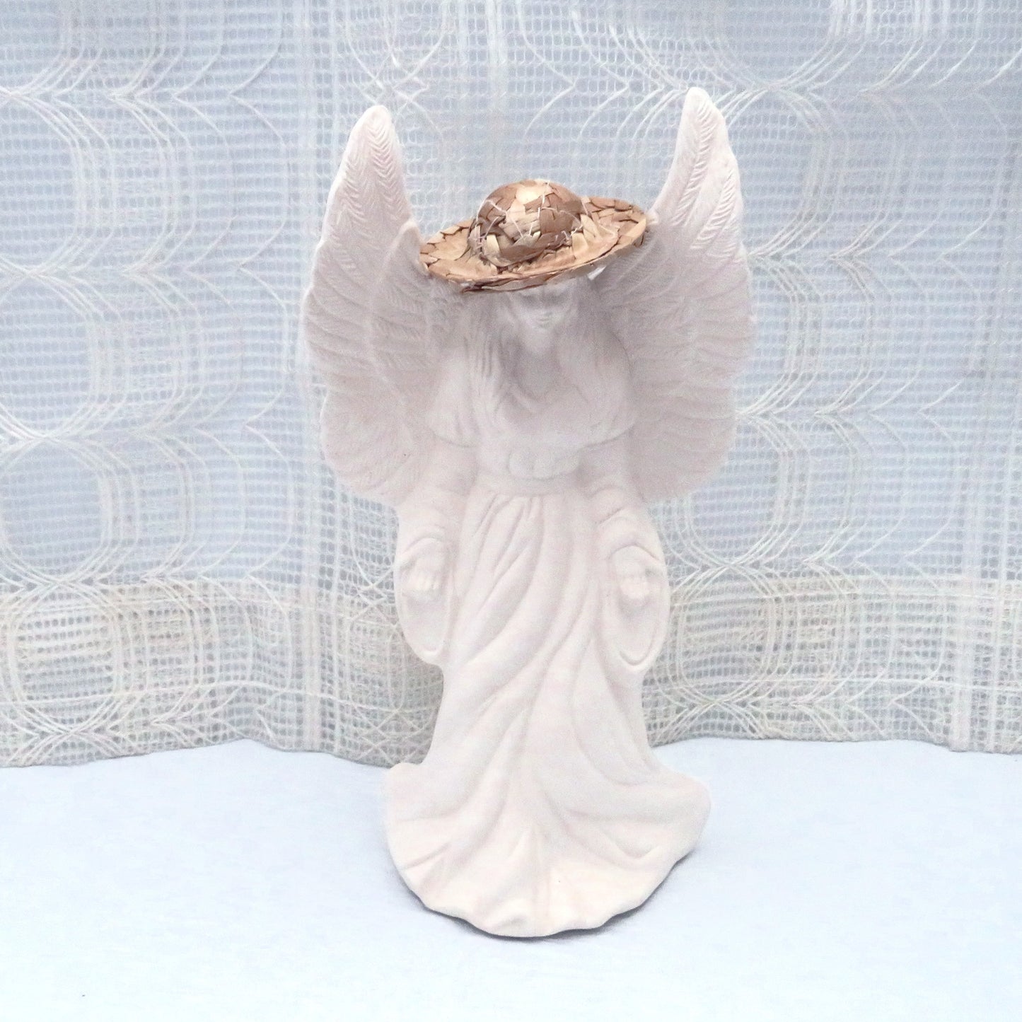 Handmade Ceramic Standing Angel Figurine, Unpainted Ceramic Bisque Angel Statue, Ready to Paint Ceramics, Angel Gift