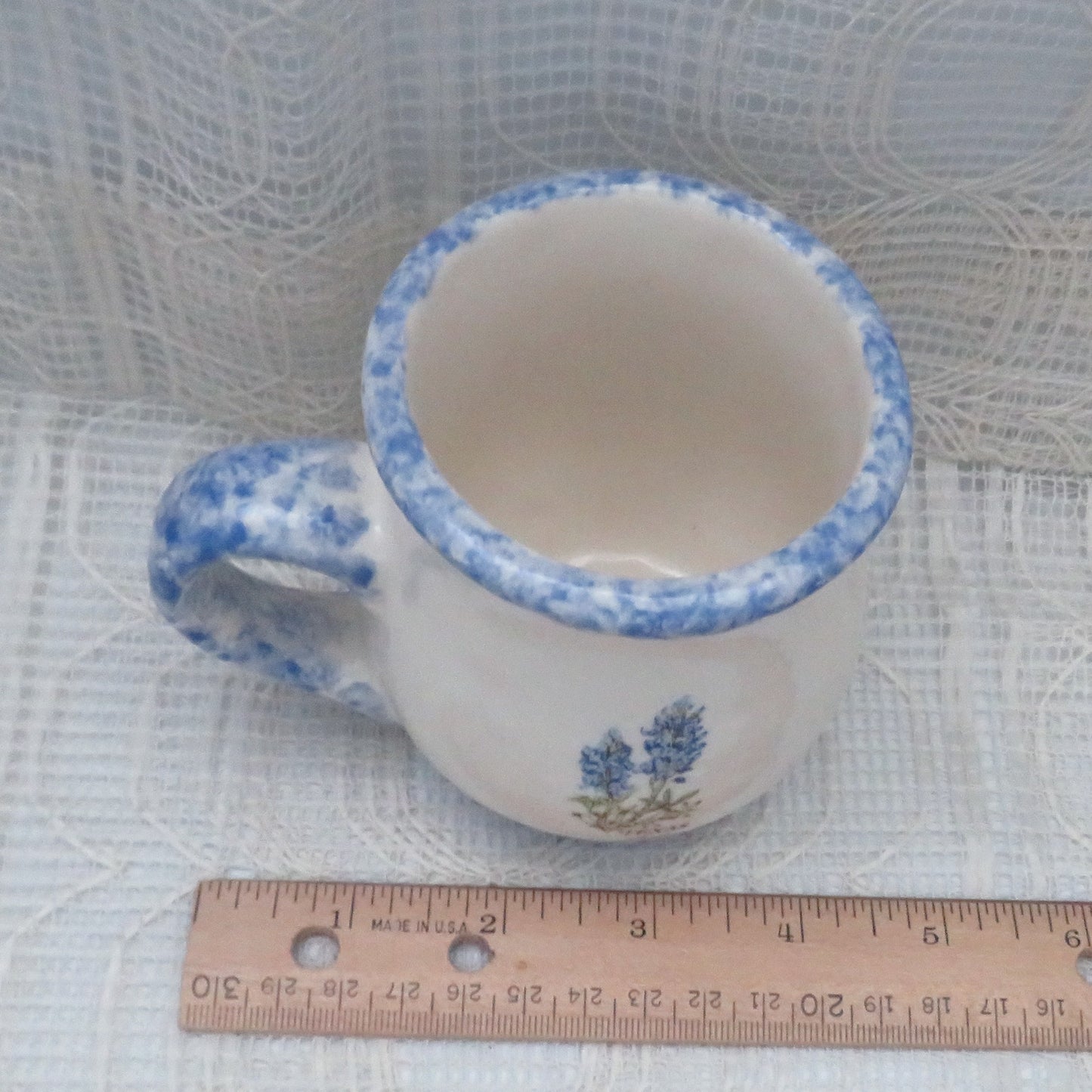 Handmade Ceramic Coffee Mug, Coffee Cup, Tea Cup, Bluebonnet Mug, Floral Cup, Texas Decor, Made in Texas, Texas Gift, White and Blue Cup