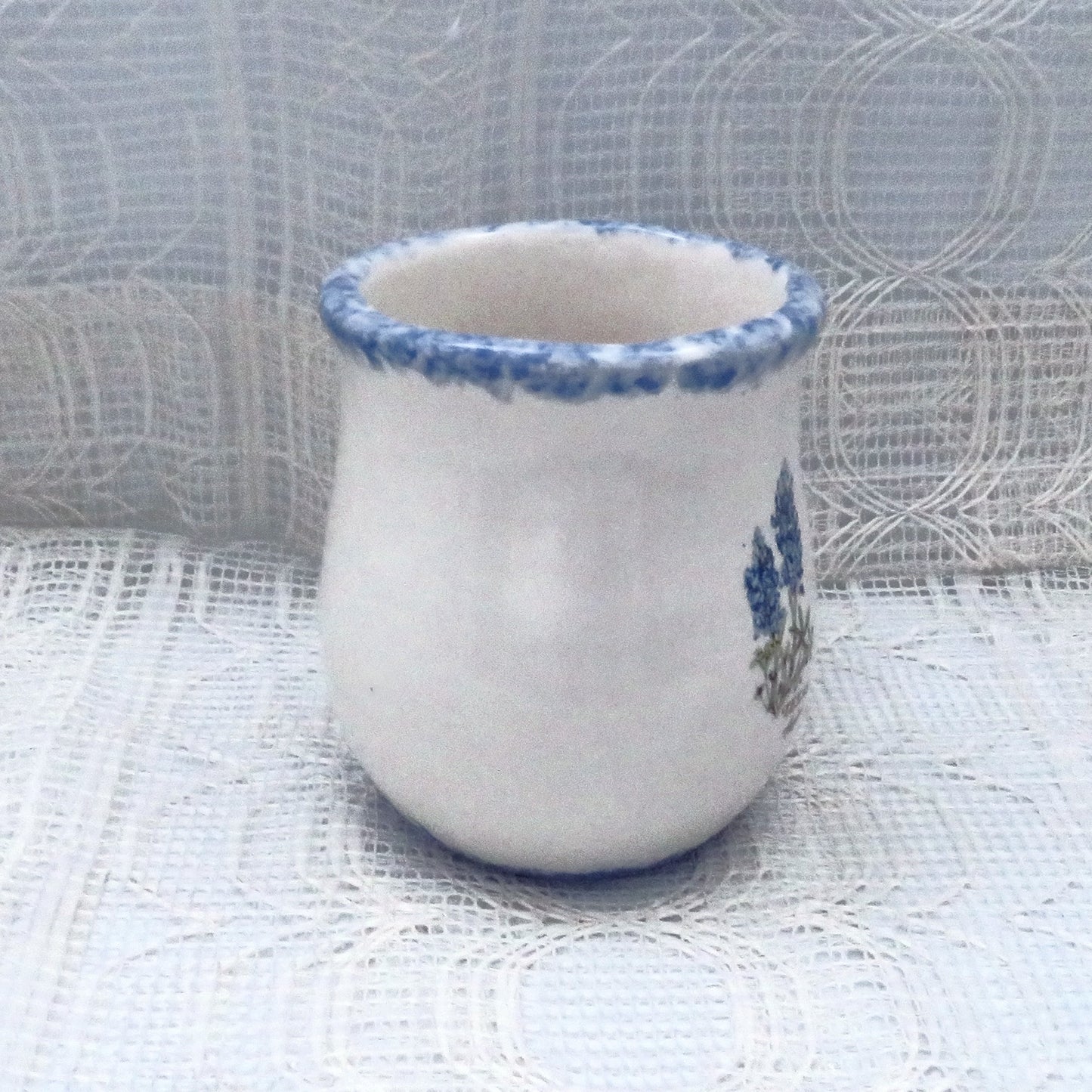 Handmade Ceramic Coffee Mug, Coffee Cup, Tea Cup, Bluebonnet Mug, Floral Cup, Texas Decor, Made in Texas, Texas Gift, White and Blue Cup