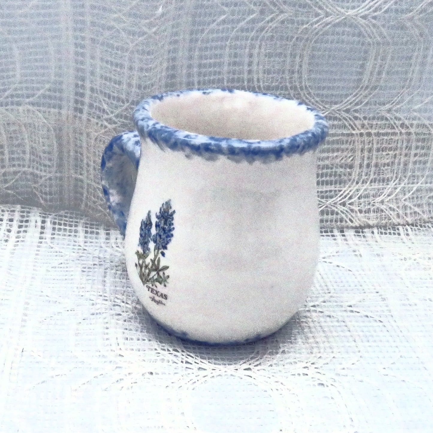 Handmade Ceramic Coffee Mug, Coffee Cup, Tea Cup, Bluebonnet Mug, Floral Cup, Texas Decor, Made in Texas, Texas Gift, White and Blue Cup