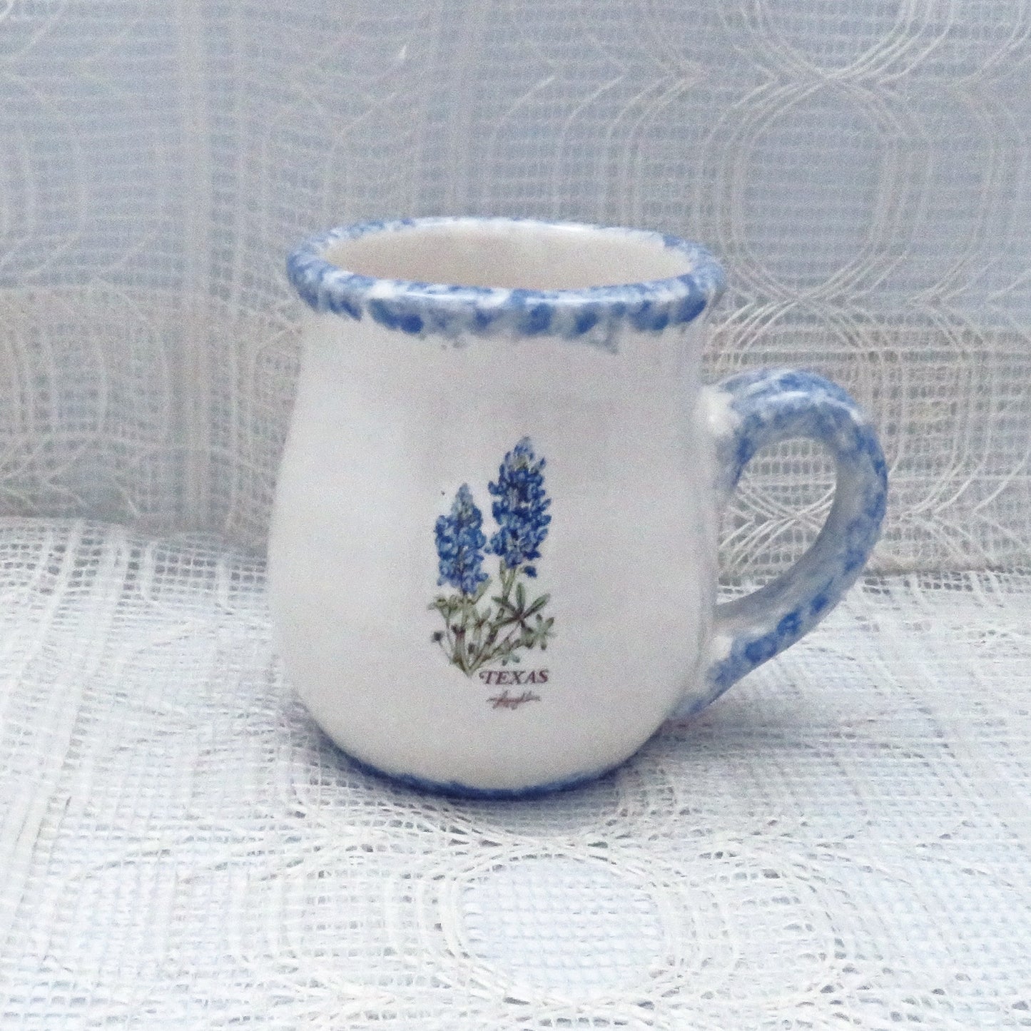 Handmade Ceramic Coffee Mug, Coffee Cup, Tea Cup, Bluebonnet Mug, Floral Cup, Texas Decor, Made in Texas, Texas Gift, White and Blue Cup