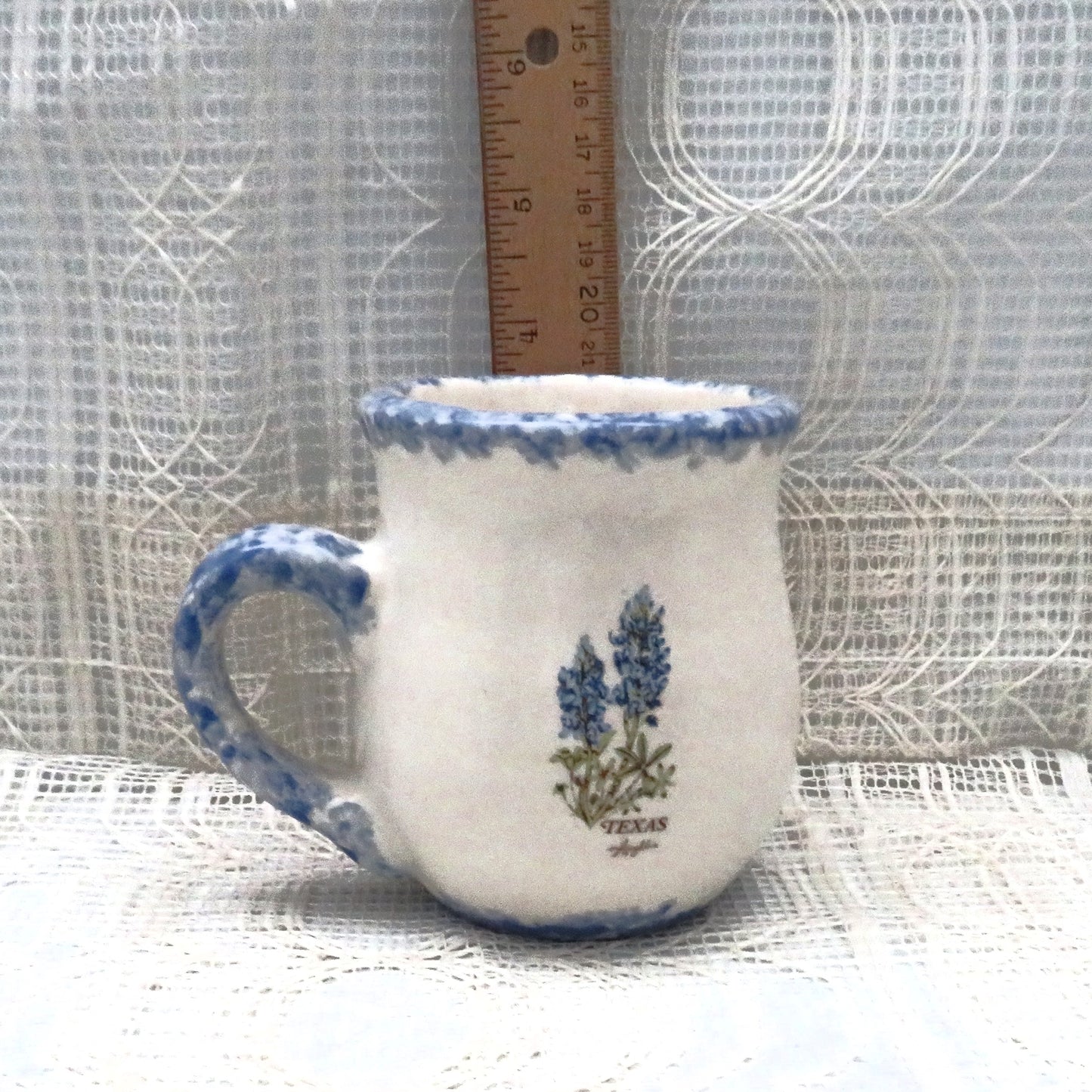 Handmade Ceramic Coffee Mug, Coffee Cup, Tea Cup, Bluebonnet Mug, Floral Cup, Texas Decor, Made in Texas, Texas Gift, White and Blue Cup
