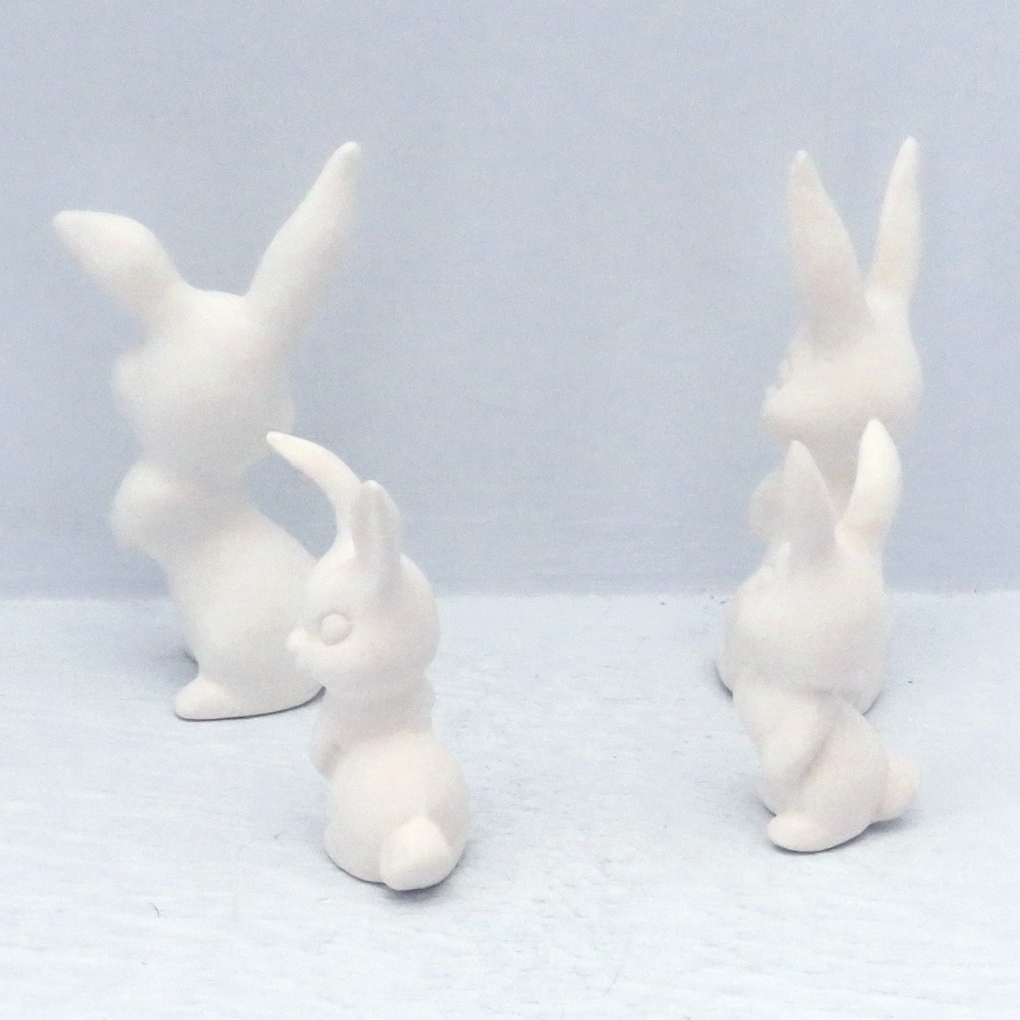 Handmade Set of 4 Ready to Paint Ceramic Bunny Figurines for Bunny Lover Gift