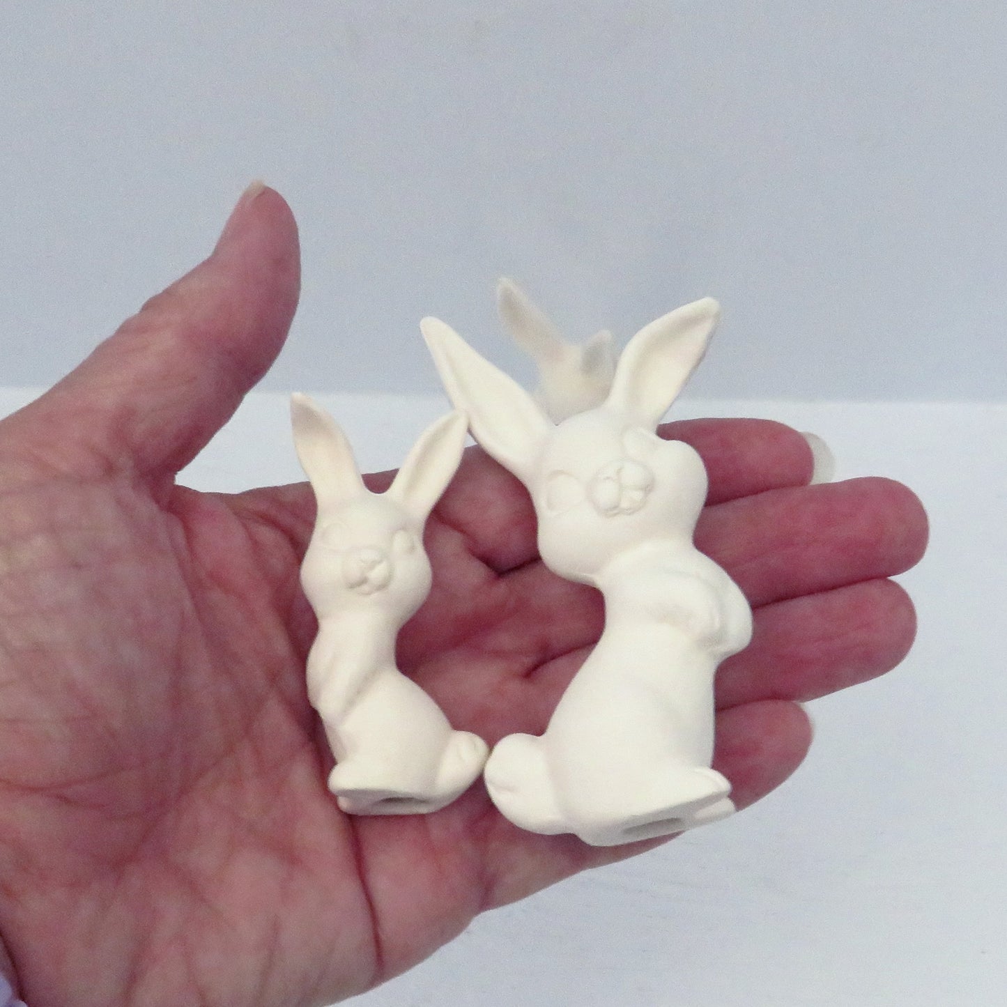 Handmade Set of 4 Ready to Paint Ceramic Bunny Figurines for Bunny Lover Gift