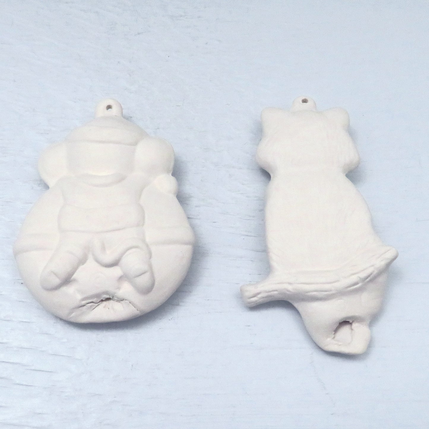 Ready to Paint Ceramic Cat and Mouse Christmas Tree Ornaments, Unpainted Christmas Decor