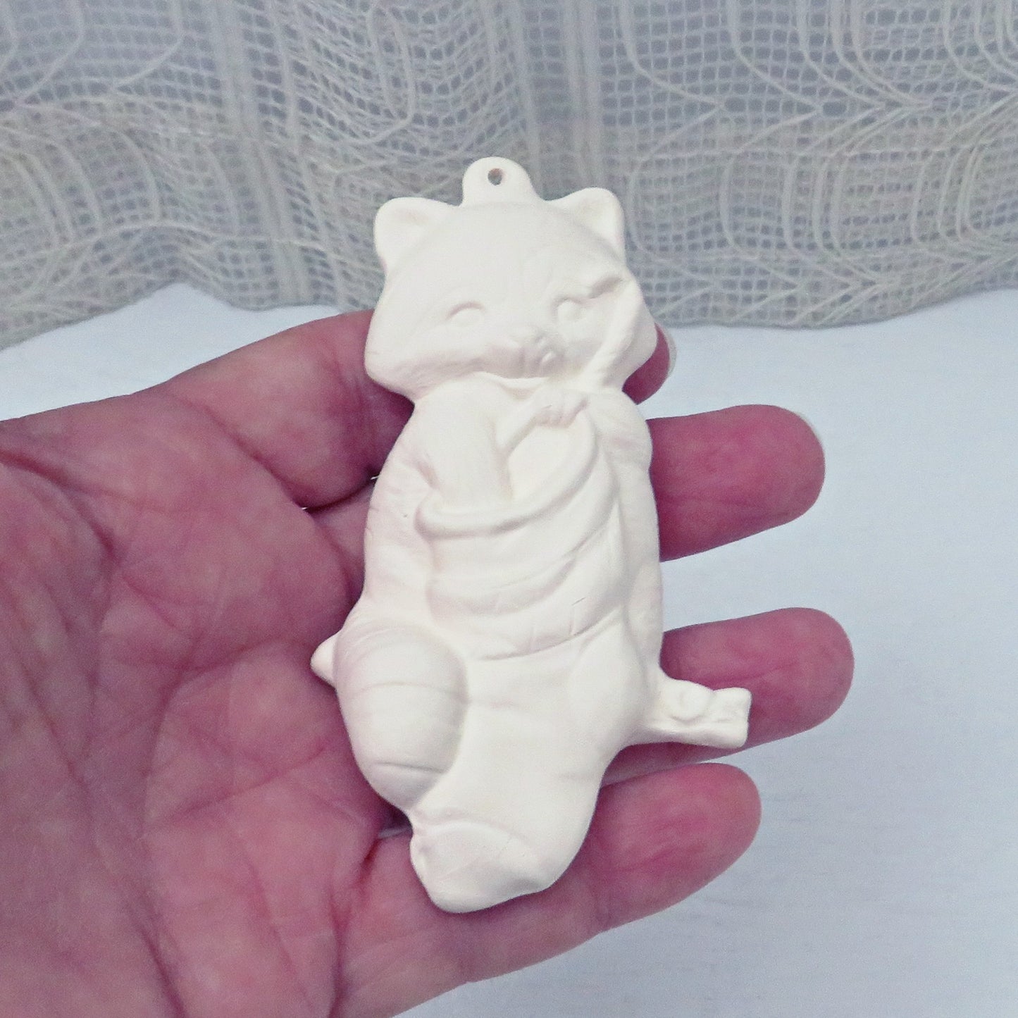 Ready to Paint Ceramic Cat and Mouse Christmas Tree Ornaments, Unpainted Christmas Decor