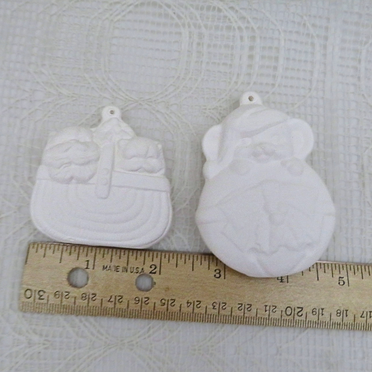 Ready to Paint Ceramic Cats in a Basket and Mouse Christmas Tree Ornaments, Unpainted Christmas Decor