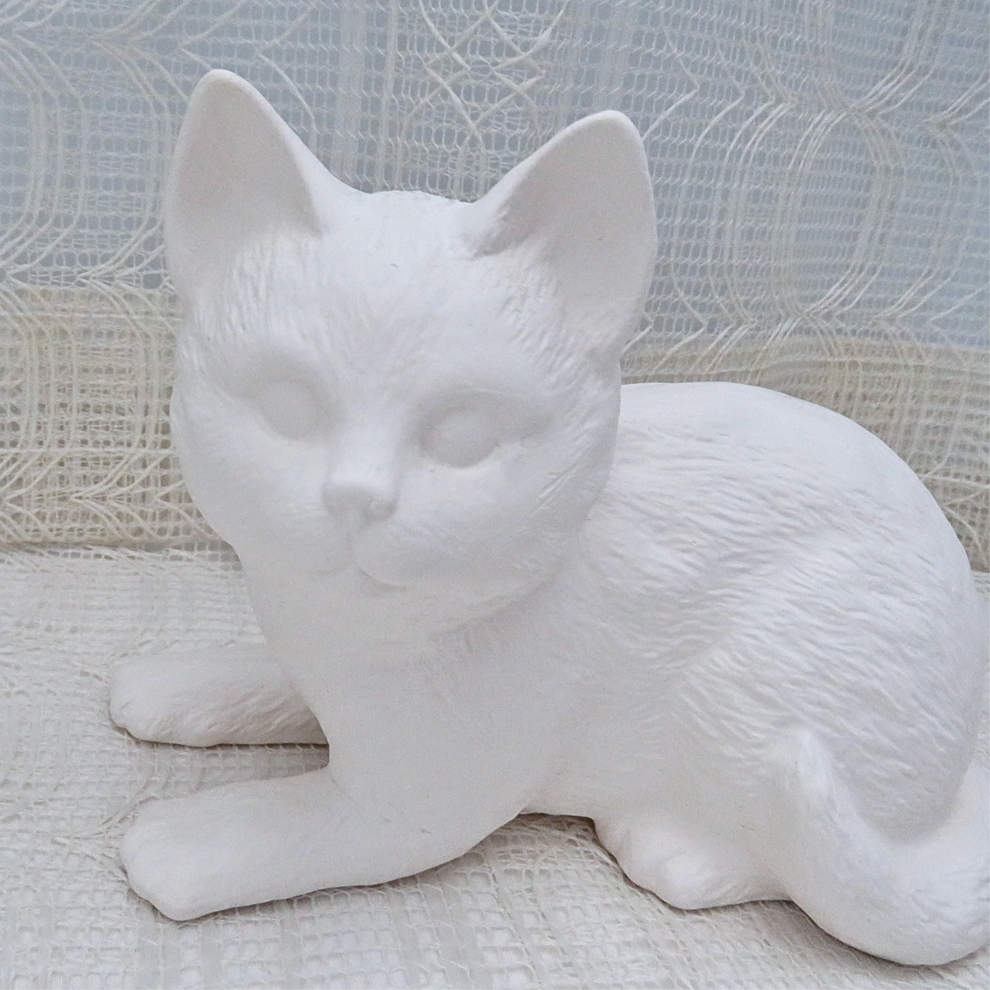 Ready to Paint Ceramic Bisque Cat Figurine / Ceramics to Paint / Paintable Cat Statue / Cat Decor / Cat Gift / Cat Mom / Unpainted Bisque