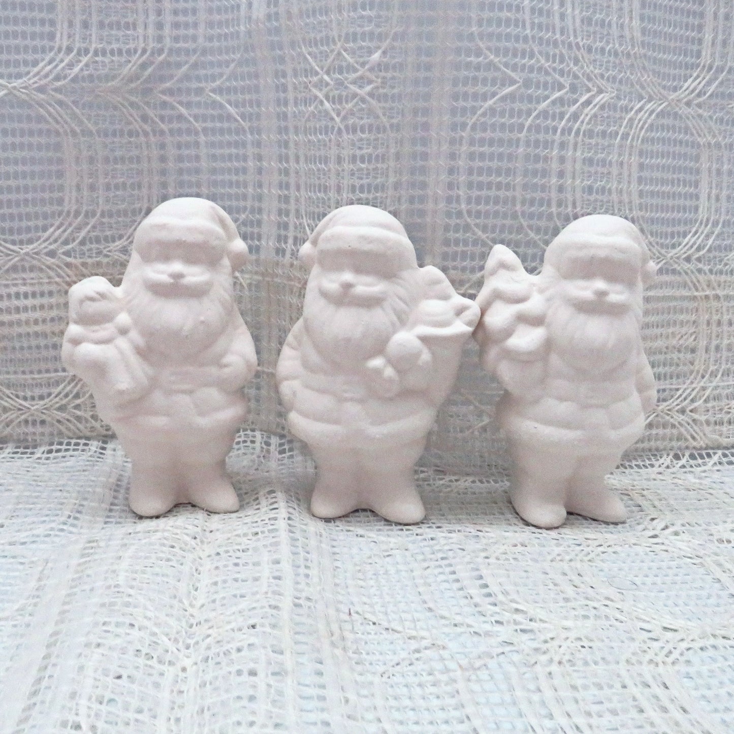 Ready To Paint Ceramic Santa Figurines, Small Santa Statues, Unpainted Bisque Santa Figures, Ceramics to Paint, Paint It Yourself