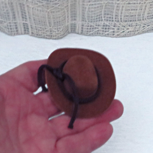 Miniature Brown Cowboy Hat Ornament for Ceramic Figurines