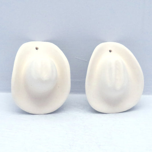 Handmade Ready to Paint Ceramic Cowboy Hat Christmas Tree Ornaments