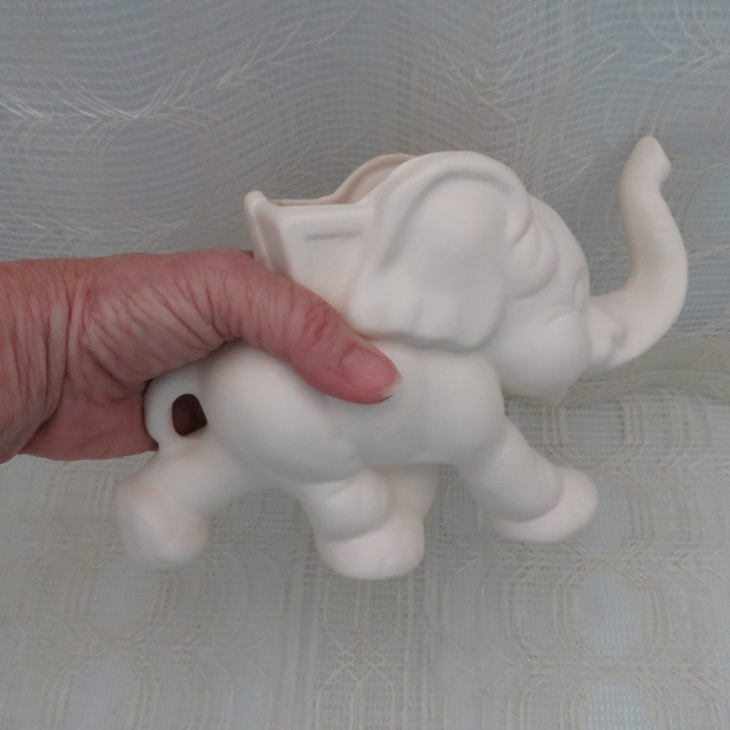 Ready to Paint Handmade Ceramic Bisque Elephant Pot Figurine / Elephant Decor / Elephant Gift / Paintable Ceramics / DIY Ceramics