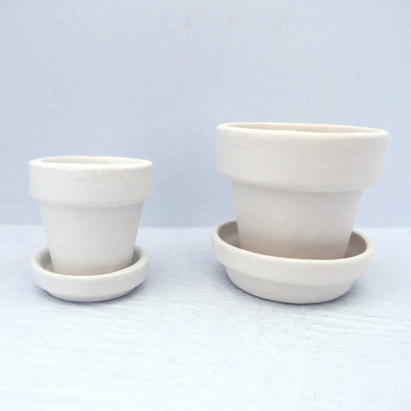 Small Ready to Paint Flower Pots, Set of 2 Unpainted Ceramic Pots for Plants