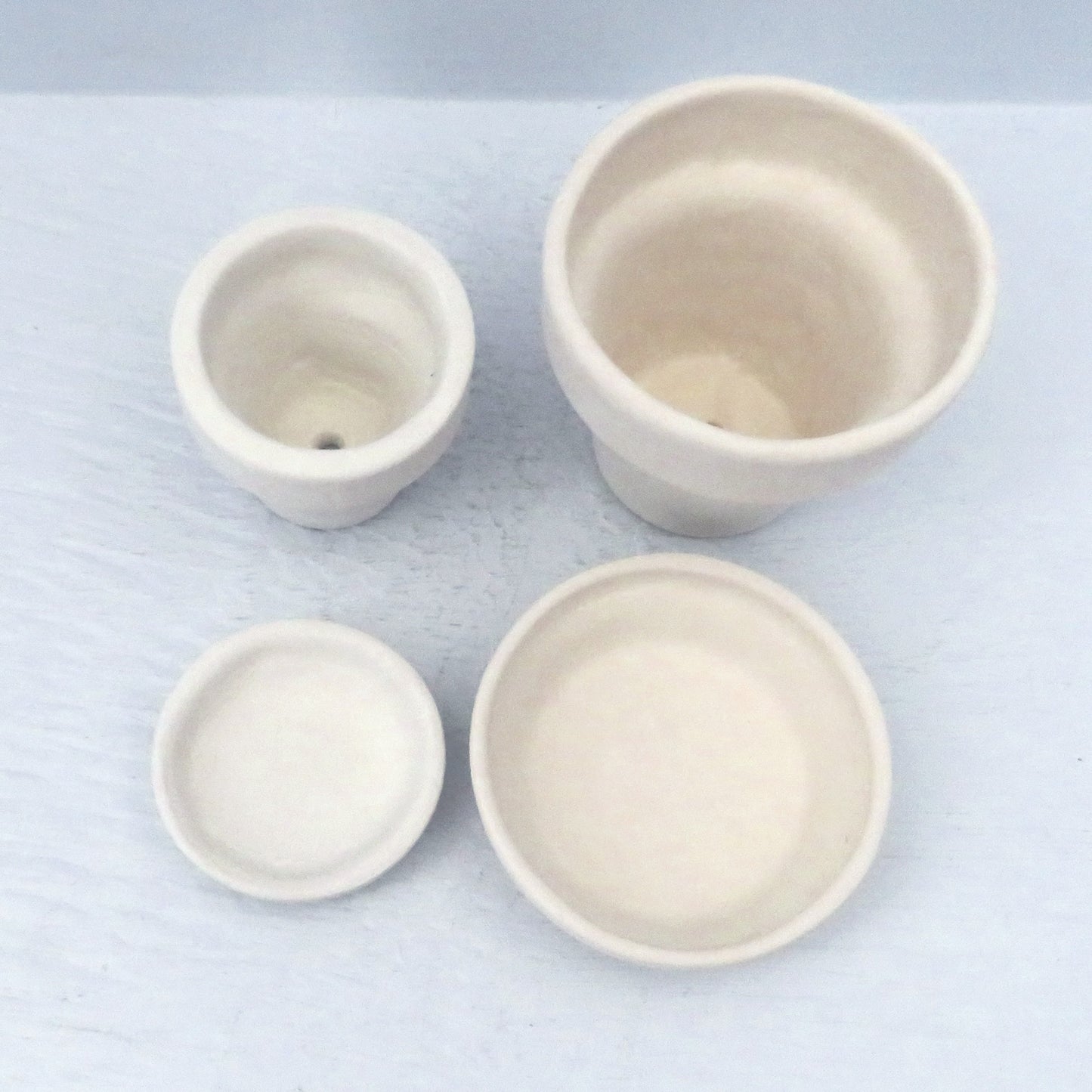 Small Ready to Paint Flower Pots, Set of 2 Unpainted Ceramic Pots for Plants