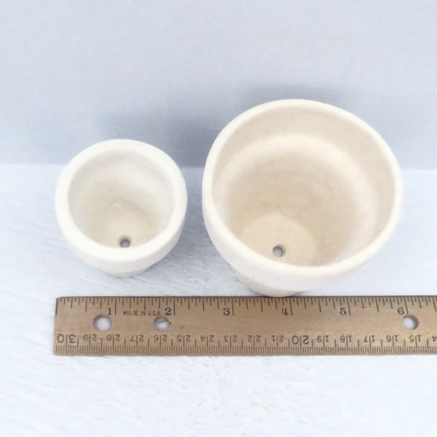 Small Ready to Paint Flower Pots, Set of 2 Unpainted Ceramic Pots for Plants