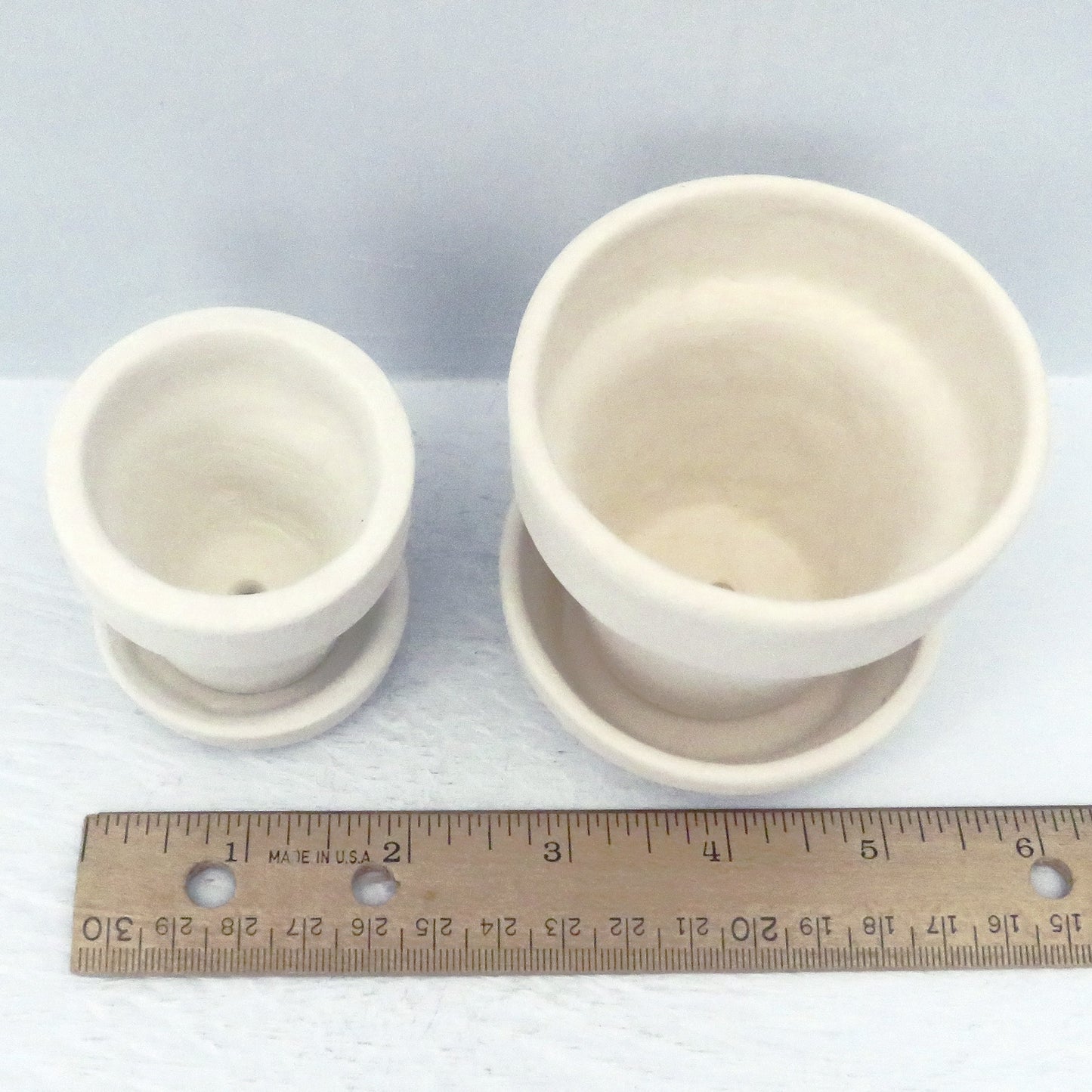 Small Ready to Paint Flower Pots, Set of 2 Unpainted Ceramic Pots for Plants