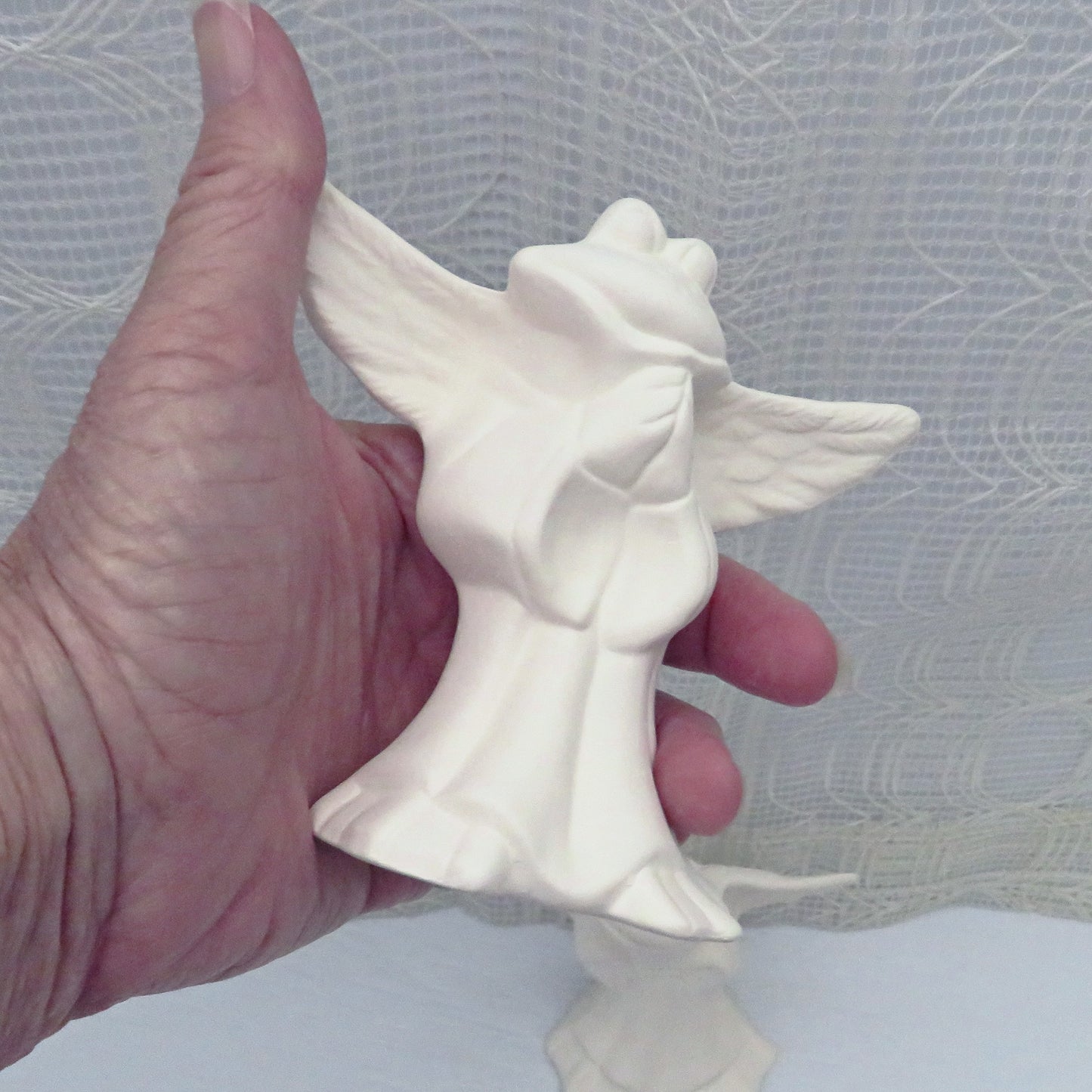 Unpainted Ceramic Bisque Frog Angel Figurines, Ready to Paint Ceramic Frog Figurines