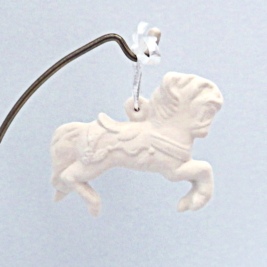 Handmade Unpainted Ceramic Galloping Carousel Horse