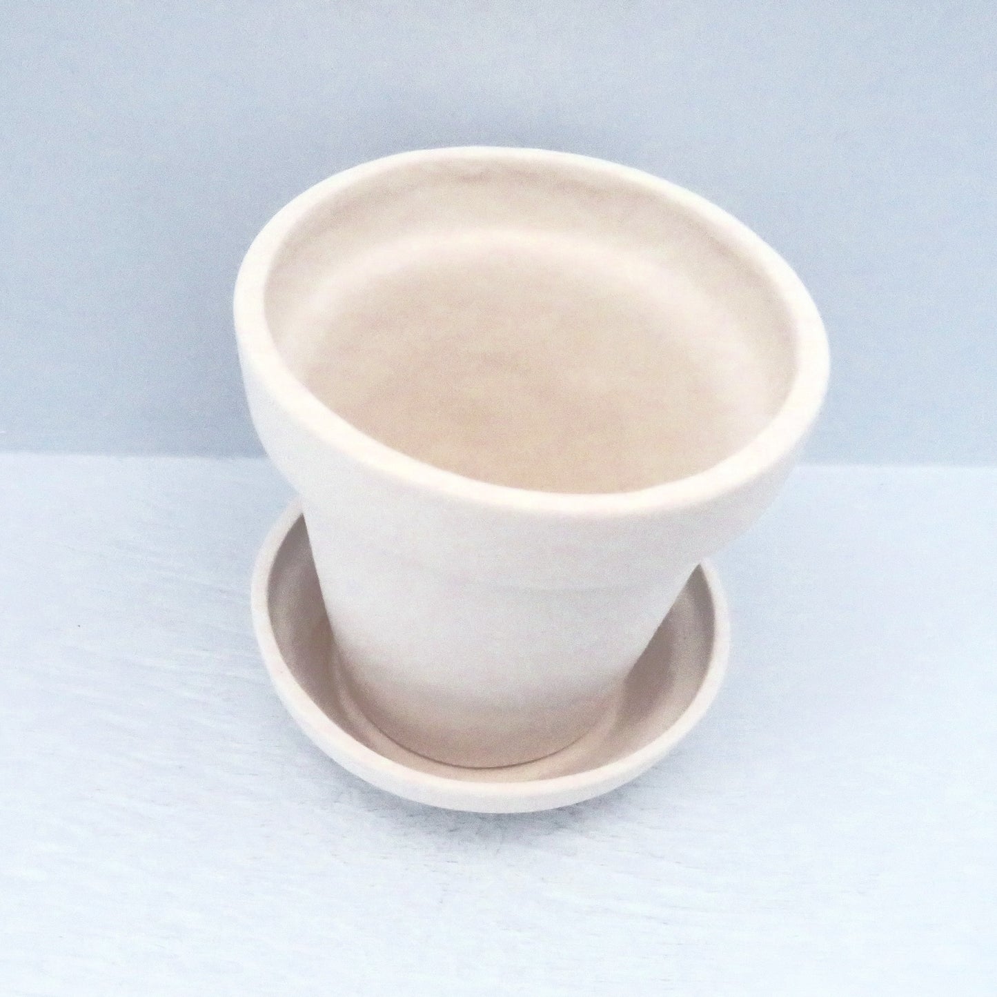 Unpainted Ceramic Pot, Handmade Ready to Paint Ceramic Planter and Saucer, Garden Lover Gift