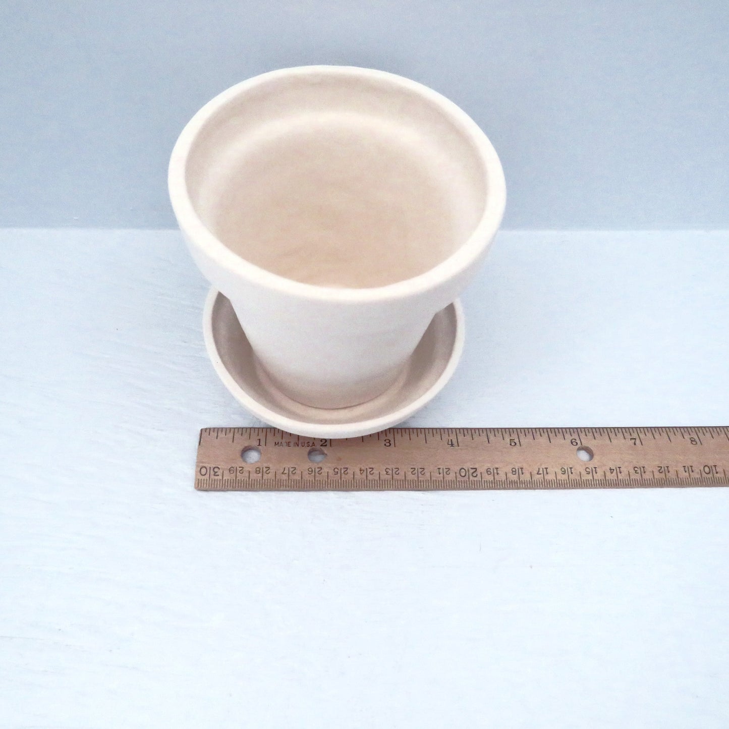 Unpainted Ceramic Pot, Handmade Ready to Paint Ceramic Planter and Saucer, Garden Lover Gift