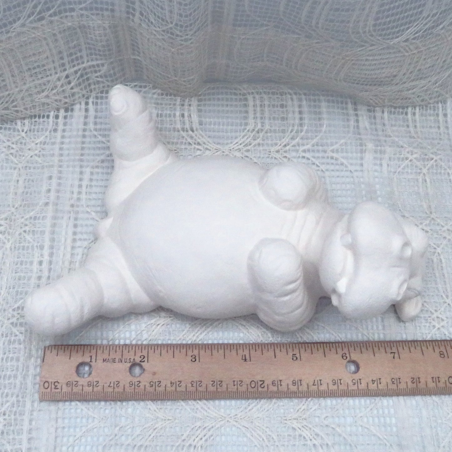 Large Unpainted Ceramic Bisque Hippo on Back Figurine, Ready to Paint Ceramic Hippo Statue