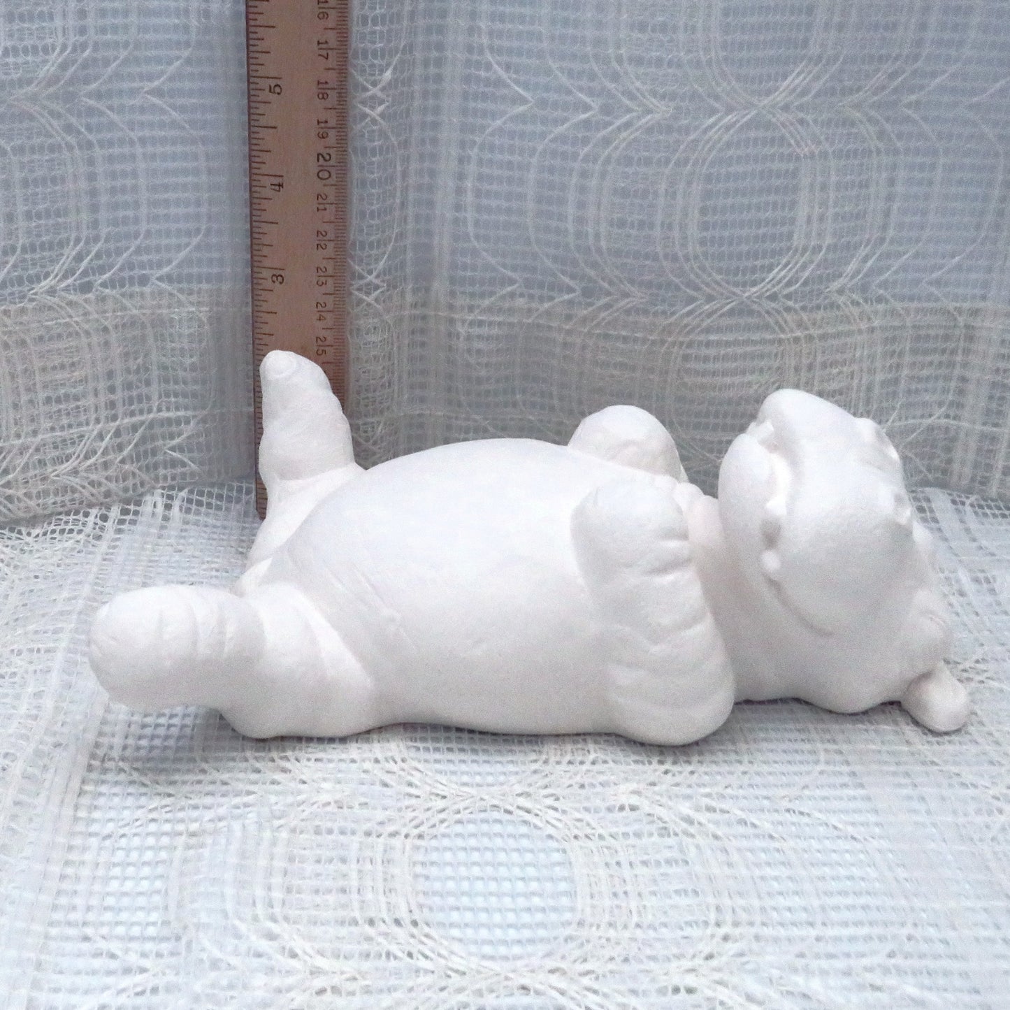 Large Unpainted Ceramic Bisque Hippo on Back Figurine, Ready to Paint Ceramic Hippo Statue