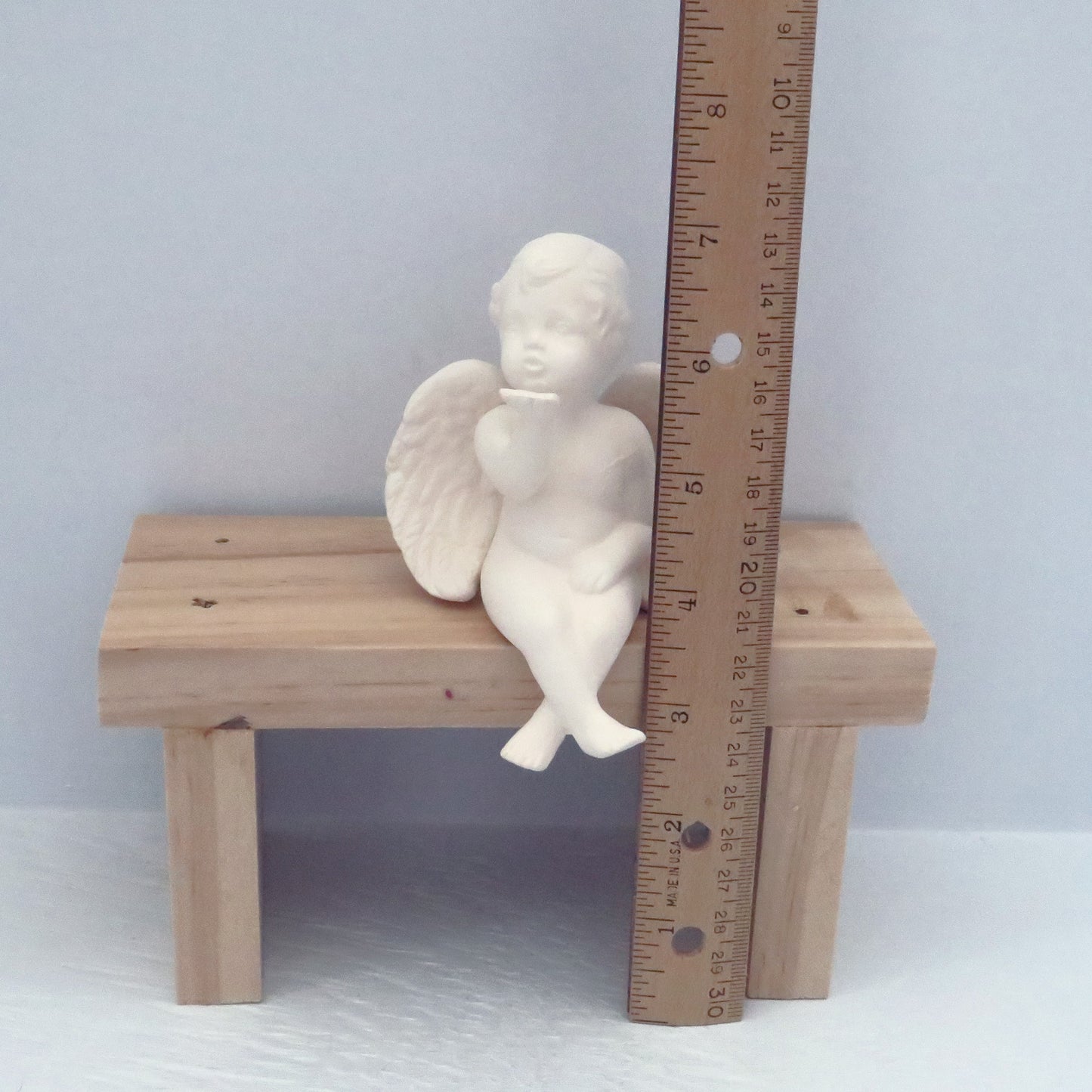 Handmade Ceramic Bisque Cherub Blowing Kiss Figurine, Unpainted Angel Statue, Ceramics to Paint, Paintable Ceramics, Ready to Paint, Angel Lover Gift