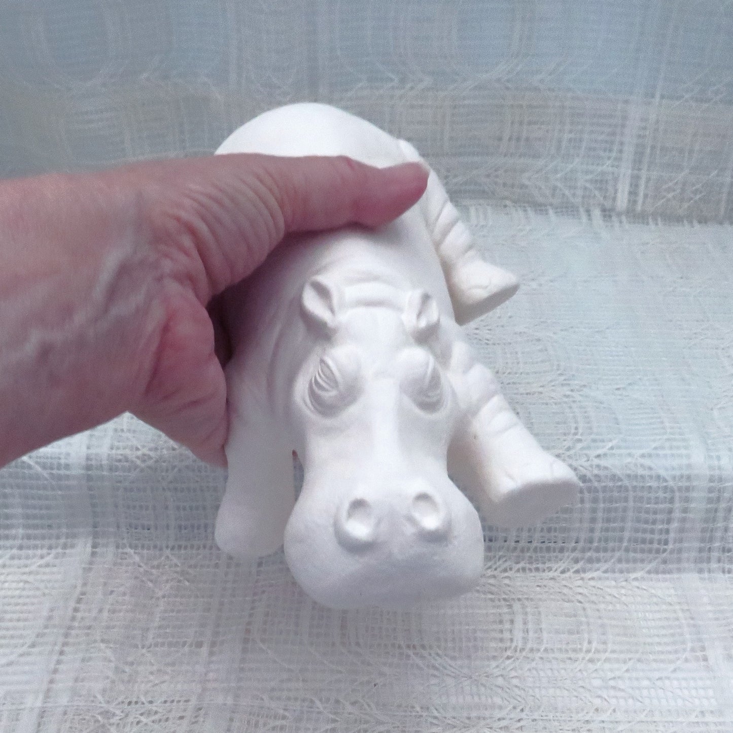 Unpainted Ceramic Hippo Figurine / Bisqueware / Ceramics to Paint / Paintable Ceramics / Hippo Statue / Hippo Decor / Ready to Paint