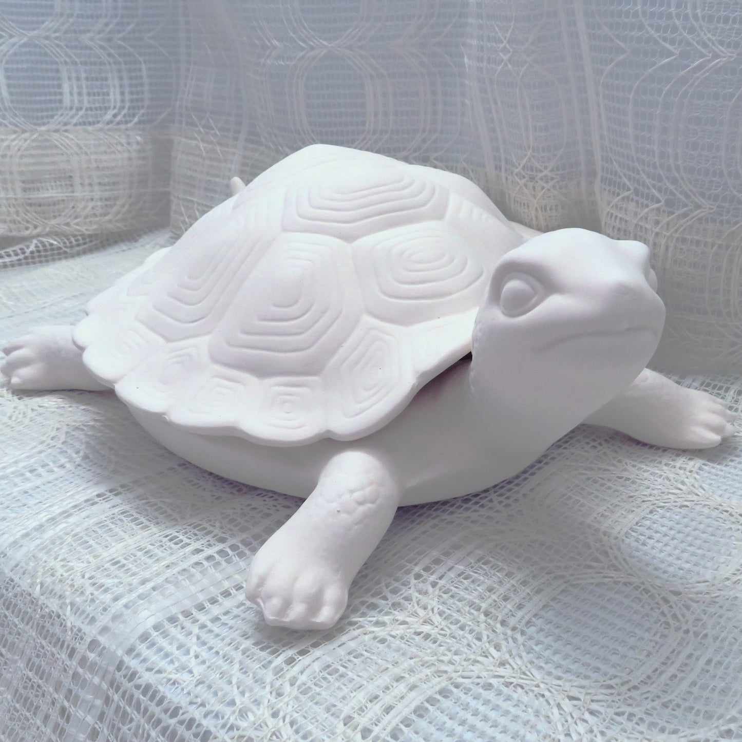 Large Ready to Paint Ceramic Turtle Dish with Lid, Unpainted Ceramic Turtle Figurine