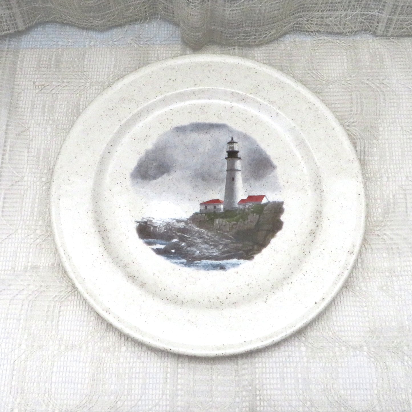 Handmade Ceramic Decorative Plate, Decorative Plate, Coastal Decor, Ceramic Plate with Lighthouse Decor, Decorative Dish, 11 Inch Plate