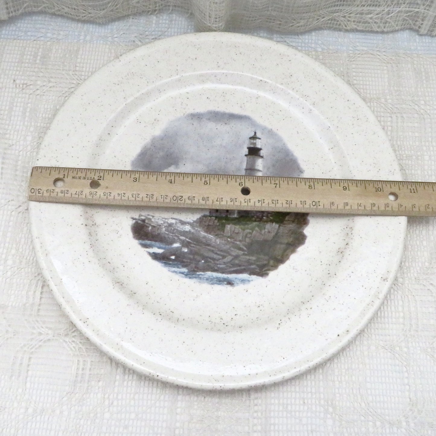 Handmade Ceramic Decorative Plate, Decorative Plate, Coastal Decor, Ceramic Plate with Lighthouse Decor, Decorative Dish, 11 Inch Plate