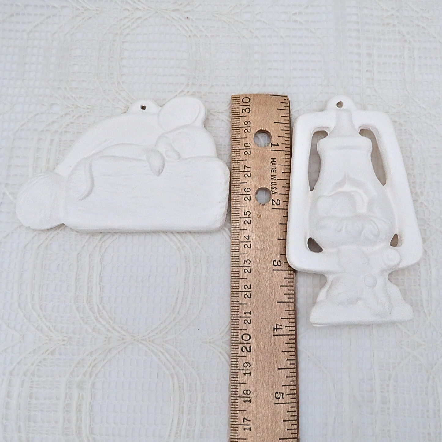 Handmade Unpainted Ceramic Bisque Christmas Tree Ornament, Ready to Paint Ceramic Ornaments