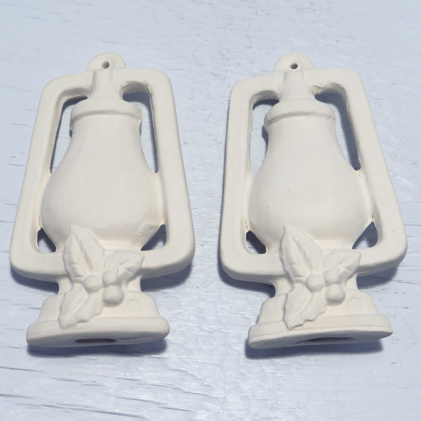 Handmade Unpainted Ceramic Bisque Christmas Tree Ornament with a Mouse in a Manger, Ready to Paint Ceramic Ornament