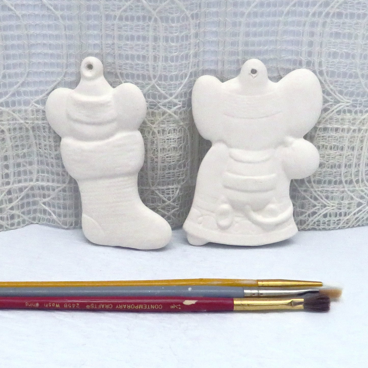 Handmade Paintable Ceramic Mouse Christmas Ornaments, Ready to Paint Ceramic Christmas Decor