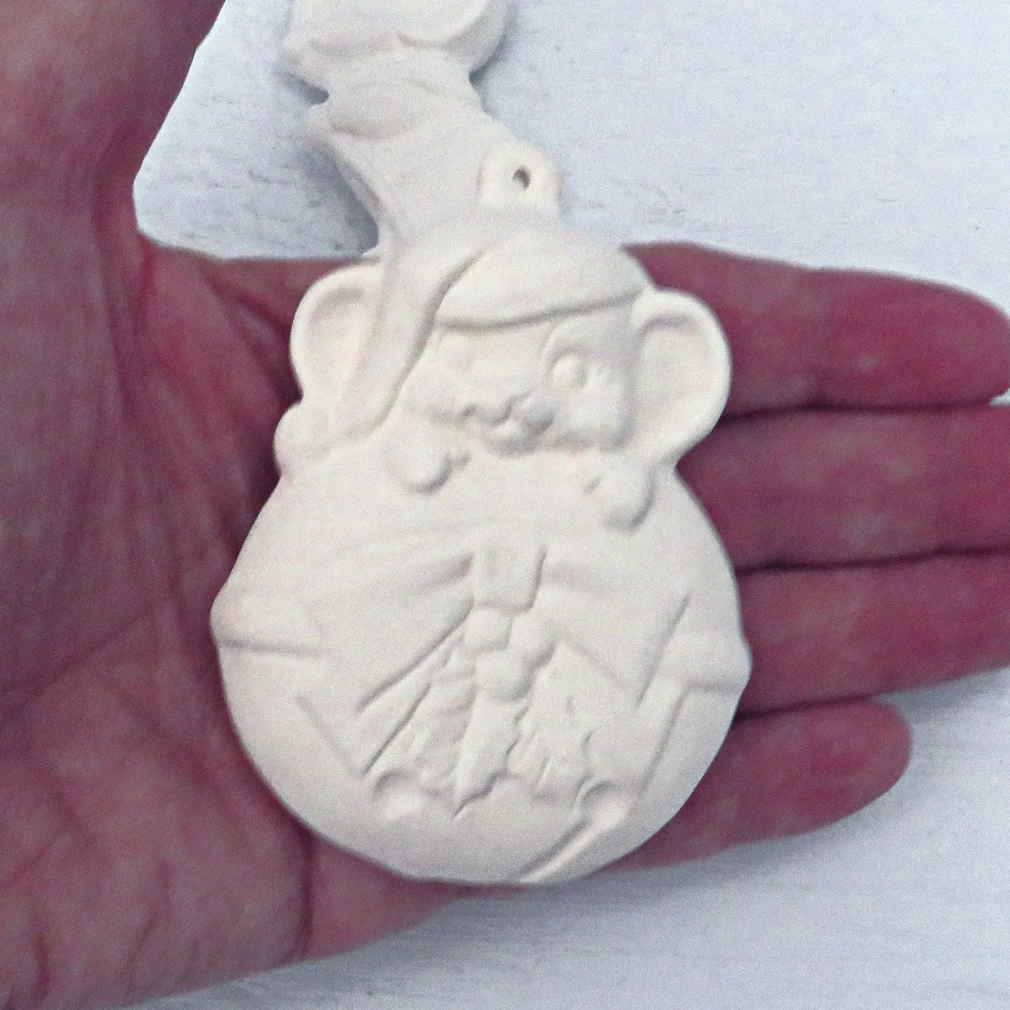Handmade Ready to Paint Set of 3 Mouse Christmas Ornaments