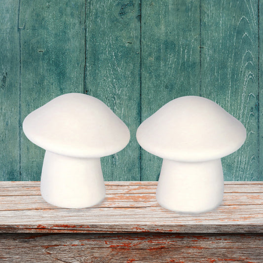 Handmade Ready To Paint Ceramic Mushroom Figurines / Set of 2 Mushroom Statues / Ceramics to Paint / Paintable Ceramic Mushrooms / Retro